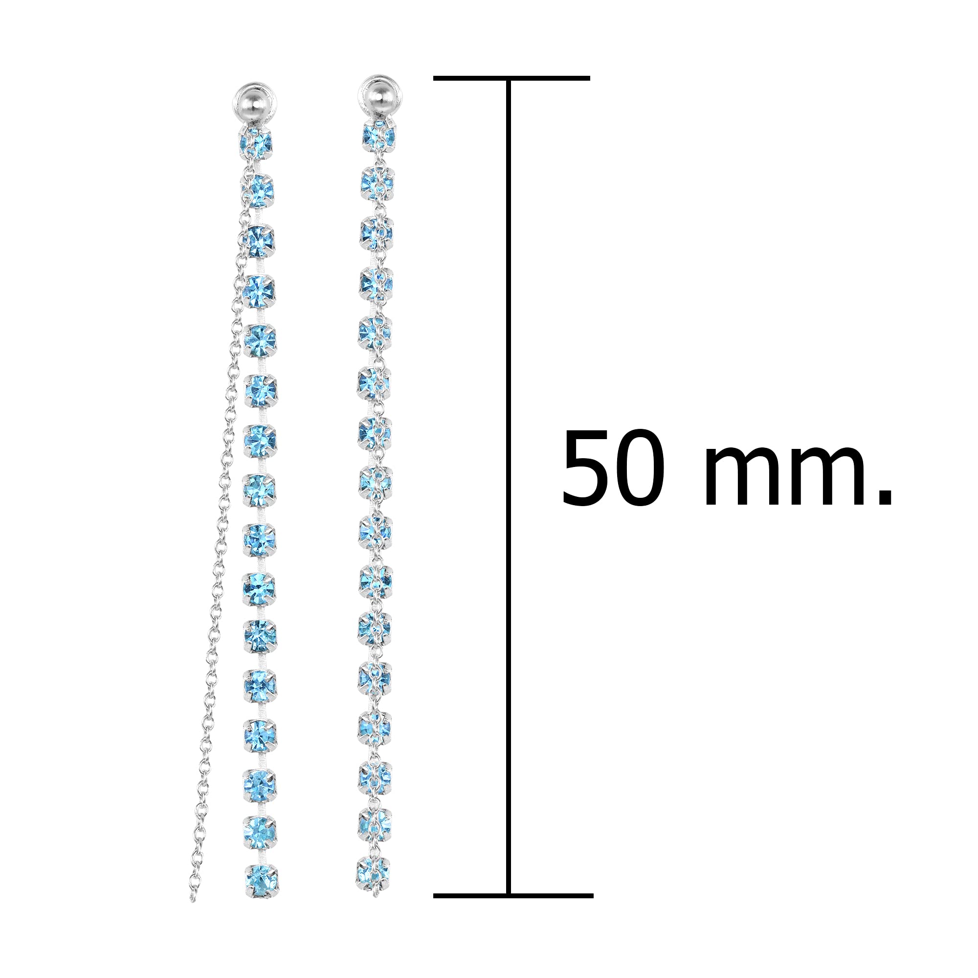Convertible Glitzy Strand Cubic Zirconia Front Back .925 Sterling Silver Dangle Chain Earrings for Women - Elegant Party, Wedding & Evening Wear Jewelry