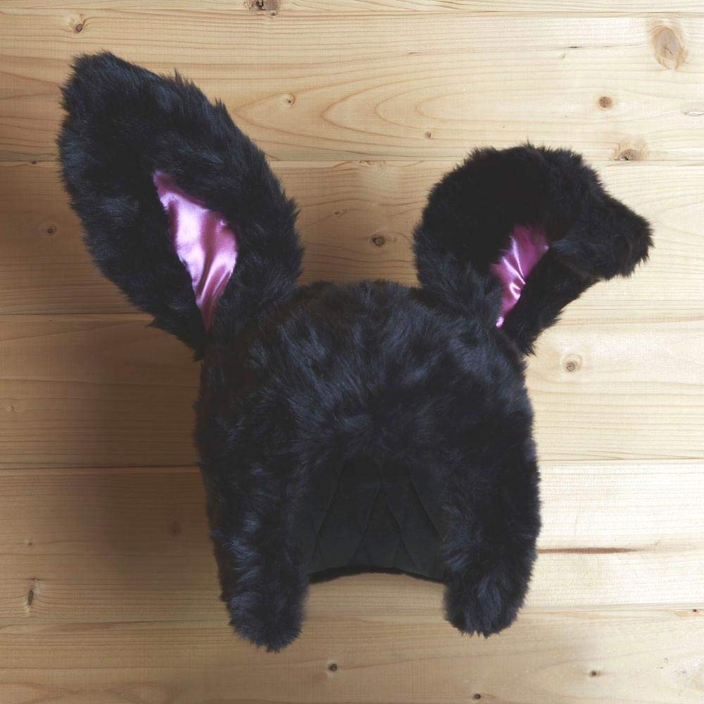 Black Furry Snow Bunny Helmet Cover for Winter Biking & Skiing - Warm & Cute Animal Design for Cold Weather Cycling & Snow Sports