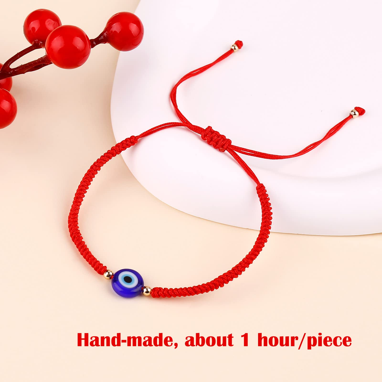 Handmade Red Evil Eye Bracelet with Gold Bead - Blue Evil Eye Jewelry for Women, Men & Teens - Pack of 2 - Mal de Ojo Protection Bracelet - Ojo Turco Pulsera - Perfect for Gifts, Spiritual Protection & Boho Fashion Accessories