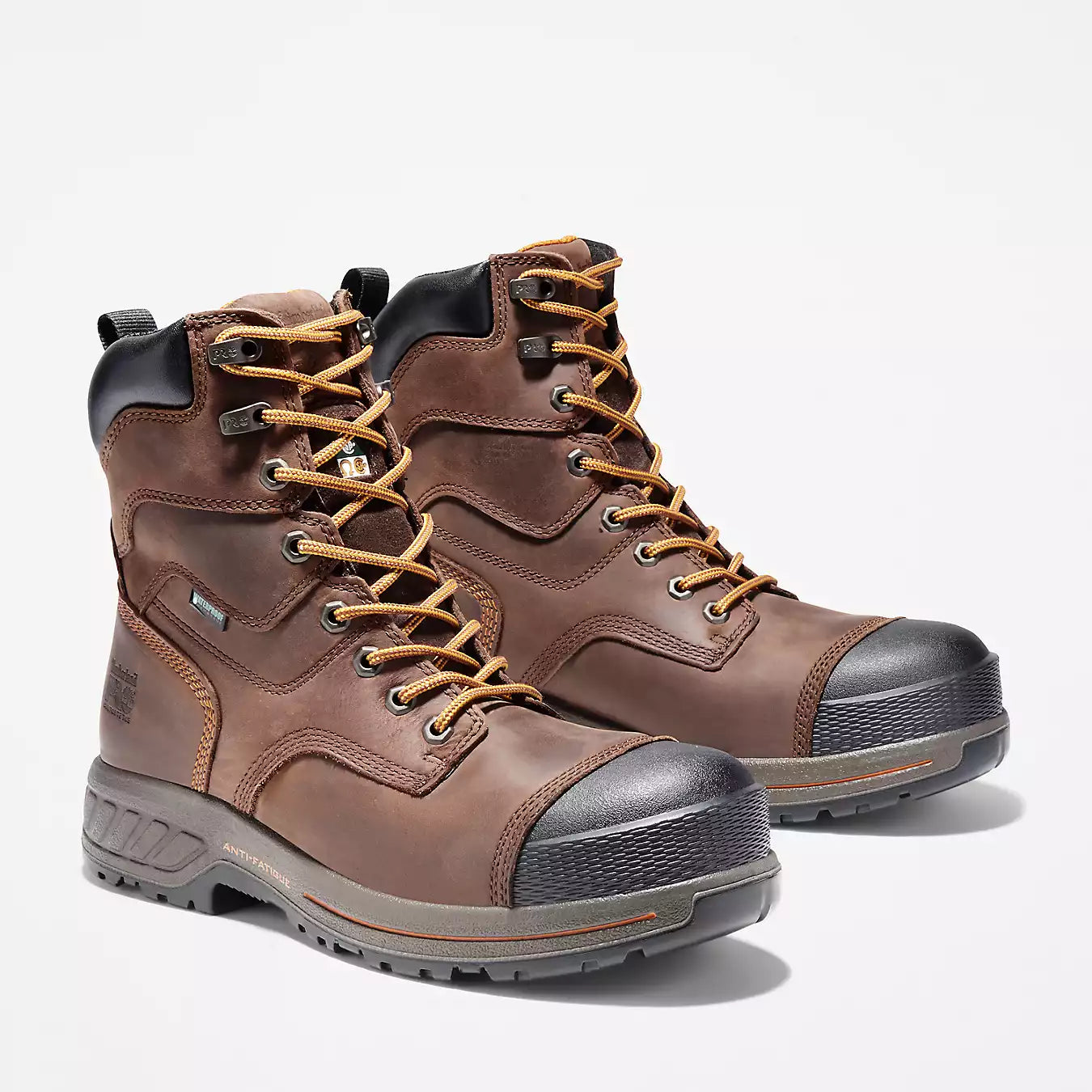 Timberland PRO Men's Brown Endurance HD 8 Inch Waterproof Work Boots - Durable Safety Shoes for Construction, Hiking & Outdoor Work