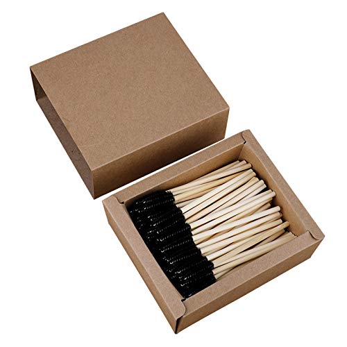 HYLOOD 100pcs Disposable Eyelash Brushes with Bamboo Handle - 4 Inch Professional Makeup Applicators for Eyelash Extensions & False Lashes - Perfect for Salons, Home Use & Travel Makeup Kits