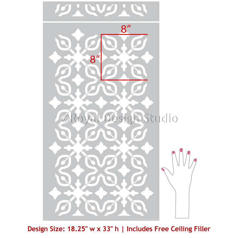 Petra Tile Allover Stencil - Reusable DIY Wall & Floor Stencil for Home Decor, Bathroom, Kitchen Backsplash - Perfect for Painting Patterns on Tiles, Concrete, Wood & Furniture