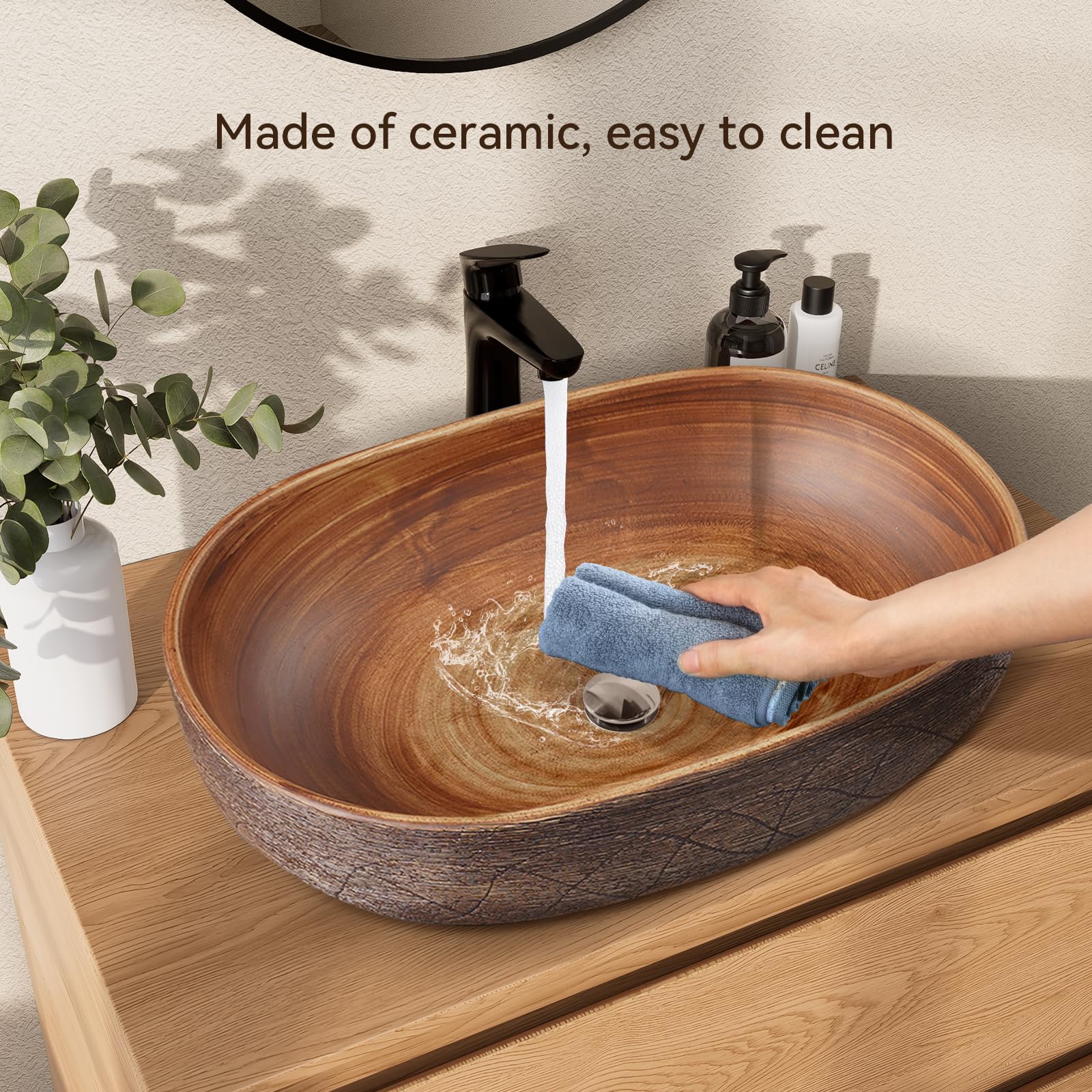 23-Inch Ceramic Oval Bathroom Vessel Sink - Retro Style Washbasin with Overflow, Elegant White Ceramic Sink for Modern and Classic Bathrooms | Perfect for Vanity, Powder Room, Guest Bath & Master Bath Decor