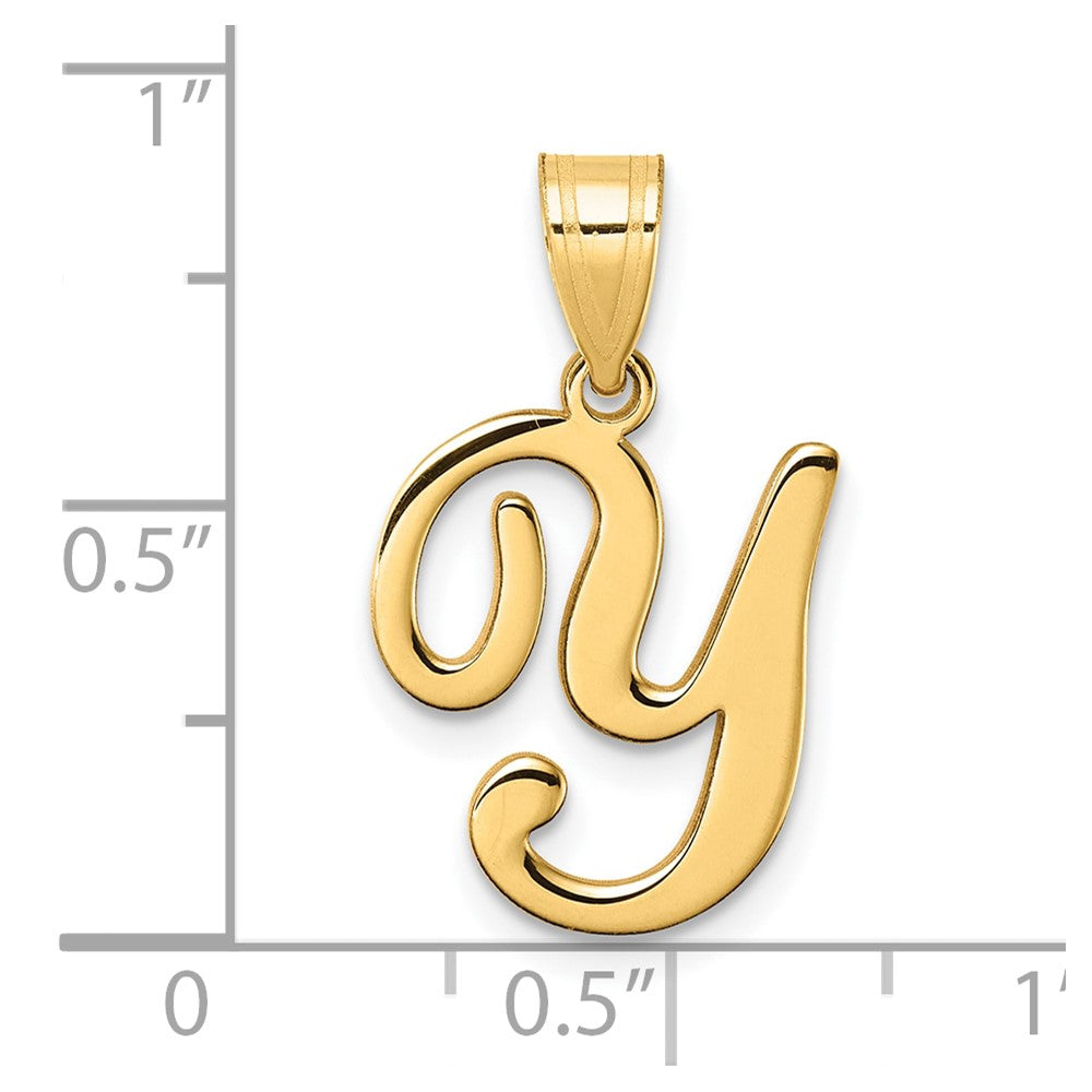 14K Gold Large Letter Y Script Initial Pendant Necklace - Elegant Personalized Jewelry Gift for Women - Perfect for Birthdays, Anniversaries & Special Occasions