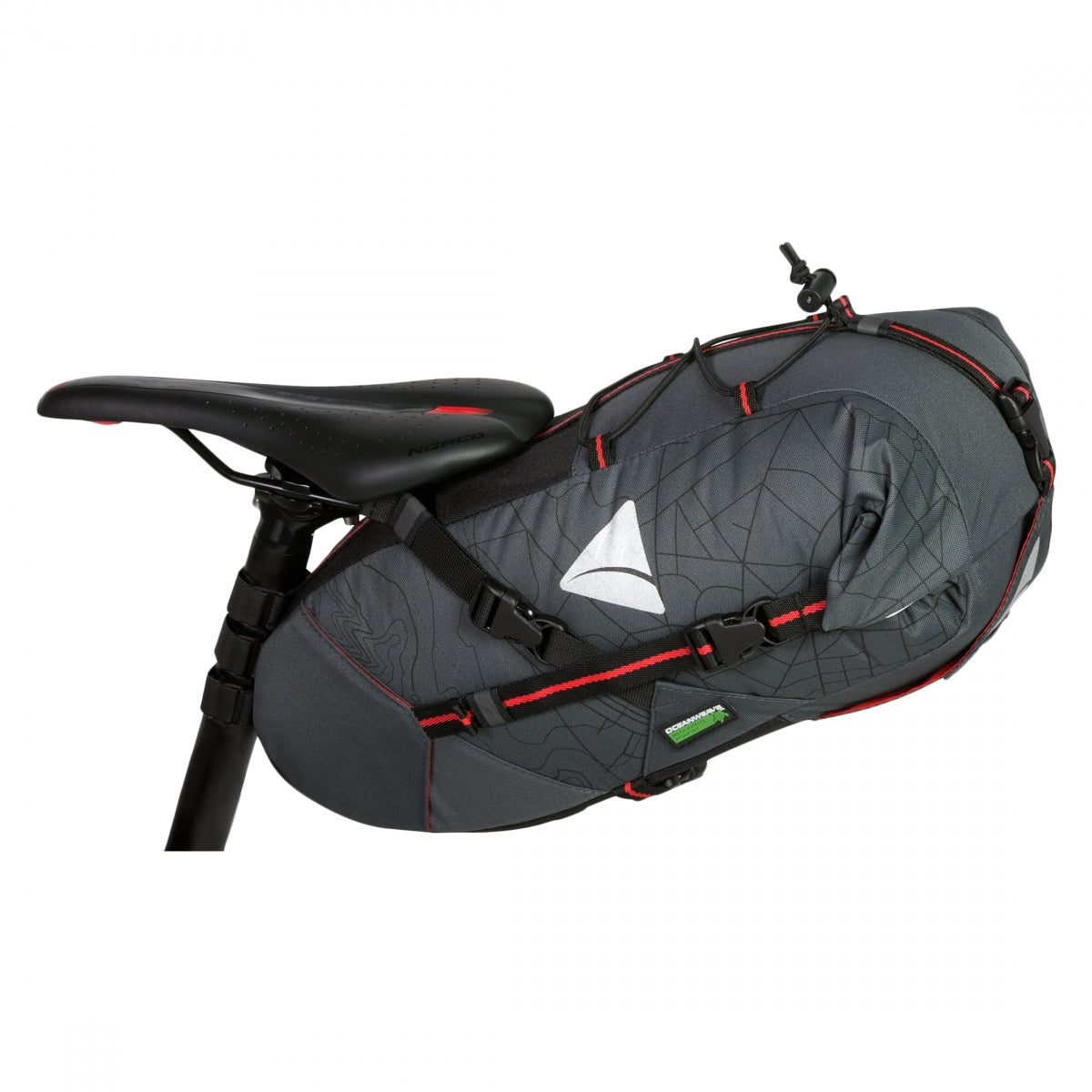 Axiom Seymour Oceanweave 13+ Seatpack Bag - Black (18.1x8.3x6.7 inches) with Velcro Straps | Waterproof Bike Storage for Commuting & Mountain Biking