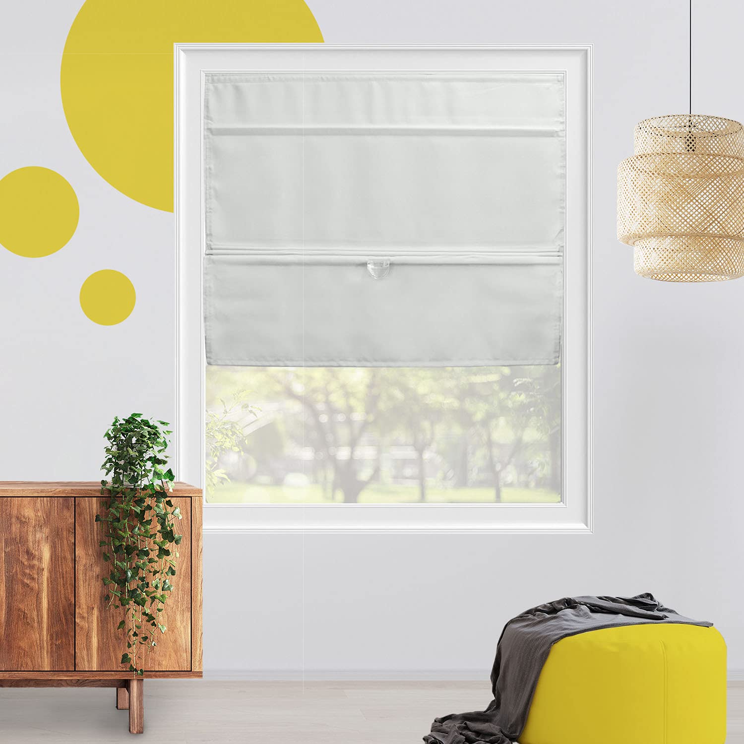 YELLOW BLINDS Magnetic Roman Shades - Cordless Linen Fabric Window Blinds for Energy Efficiency & Privacy Protection, Light Filtering (27