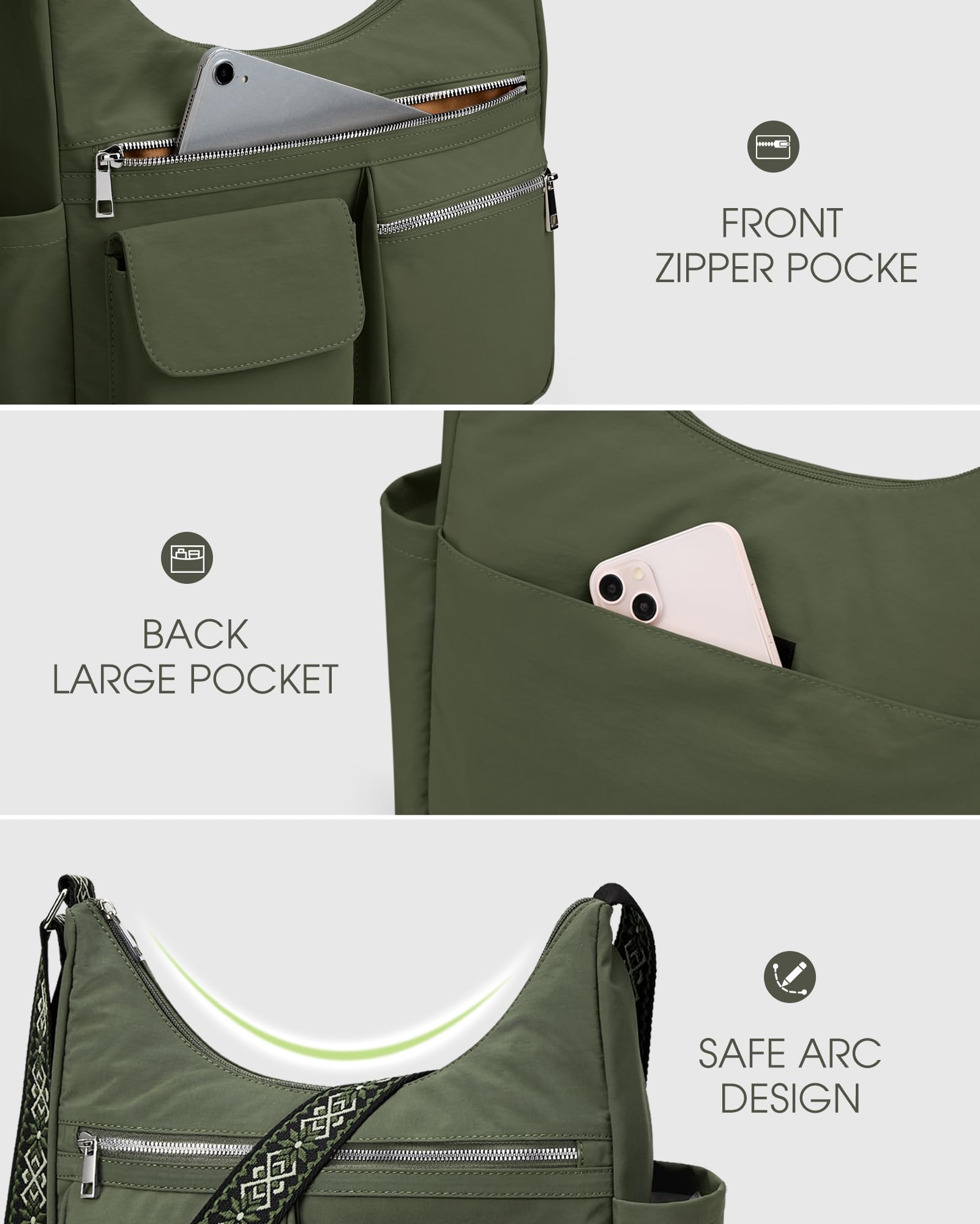 Trendy Nylon Crossbody Bags for Women - Work & Travel Purse