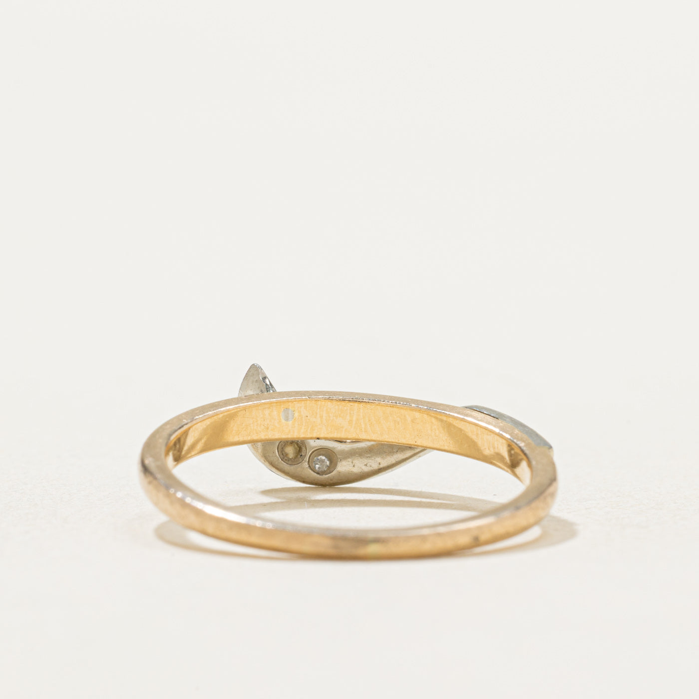 Two Tone Gold Diamond Crescent Ring - 0.02ctw, Size 6.5 - Elegant Jewelry for Women, Perfect for Weddings, Anniversaries & Special Occasions