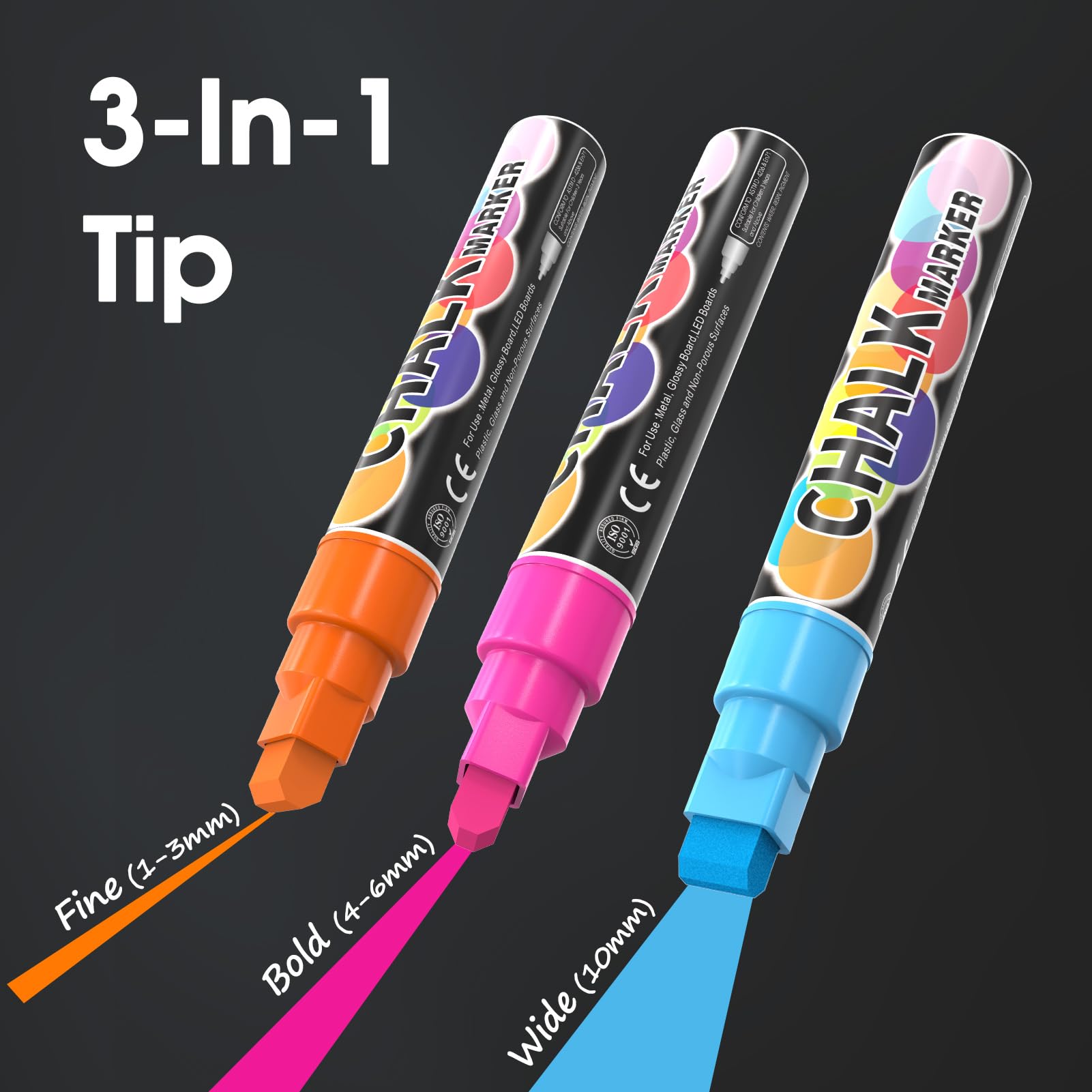 MaxGear 10mm Liquid Chalk Markers - 8 Vibrant Colors for Car Windows, Chalkboards & Glass - Wet Erase Washable Markers with Thick 10mm Tip - Perfect for Car Decorations, Restaurant Menus, Store Signs & Classroom Activities (8-Pack)