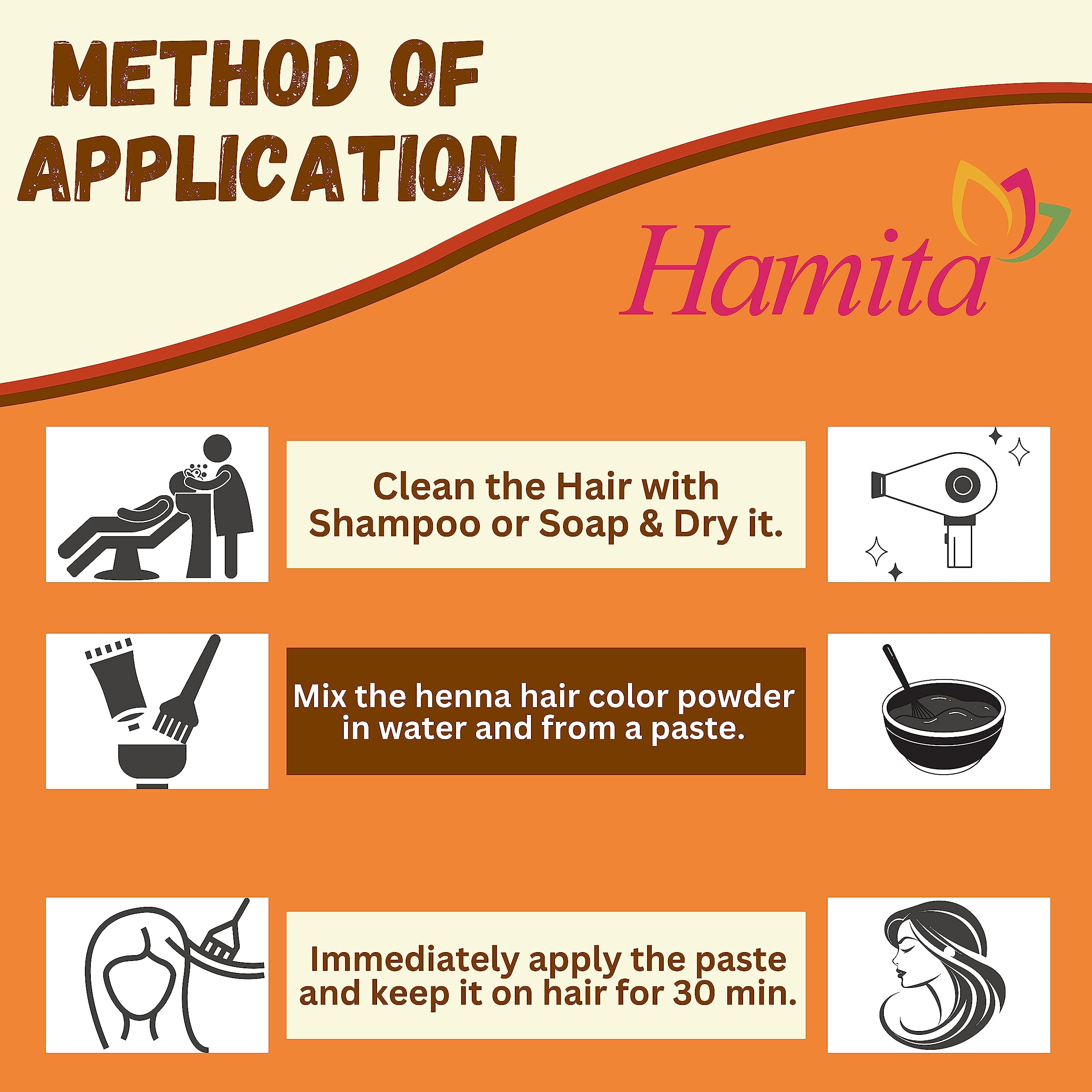 Natural HAMITA Henna Hair Color for Men & Women - Ammonia-Free, Long-Lasting Red Hair Dye | Promotes Healthy, Strong Hair | Perfect for At-Home Hair Coloring & Covering Gray Hair | Pack of 1