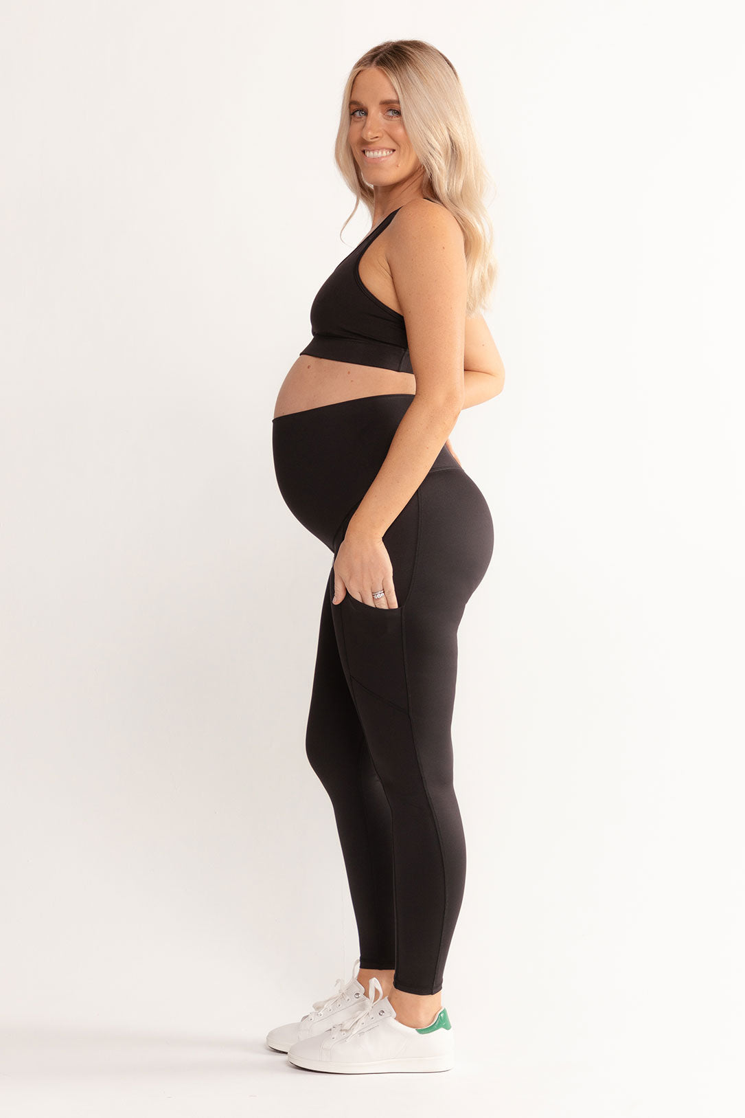 Thermal Maternity Leggings with Pockets - Black | Warm Winter Pregnancy Pants for Comfort & Style | Perfect for Work, Yoga & Everyday Wear
