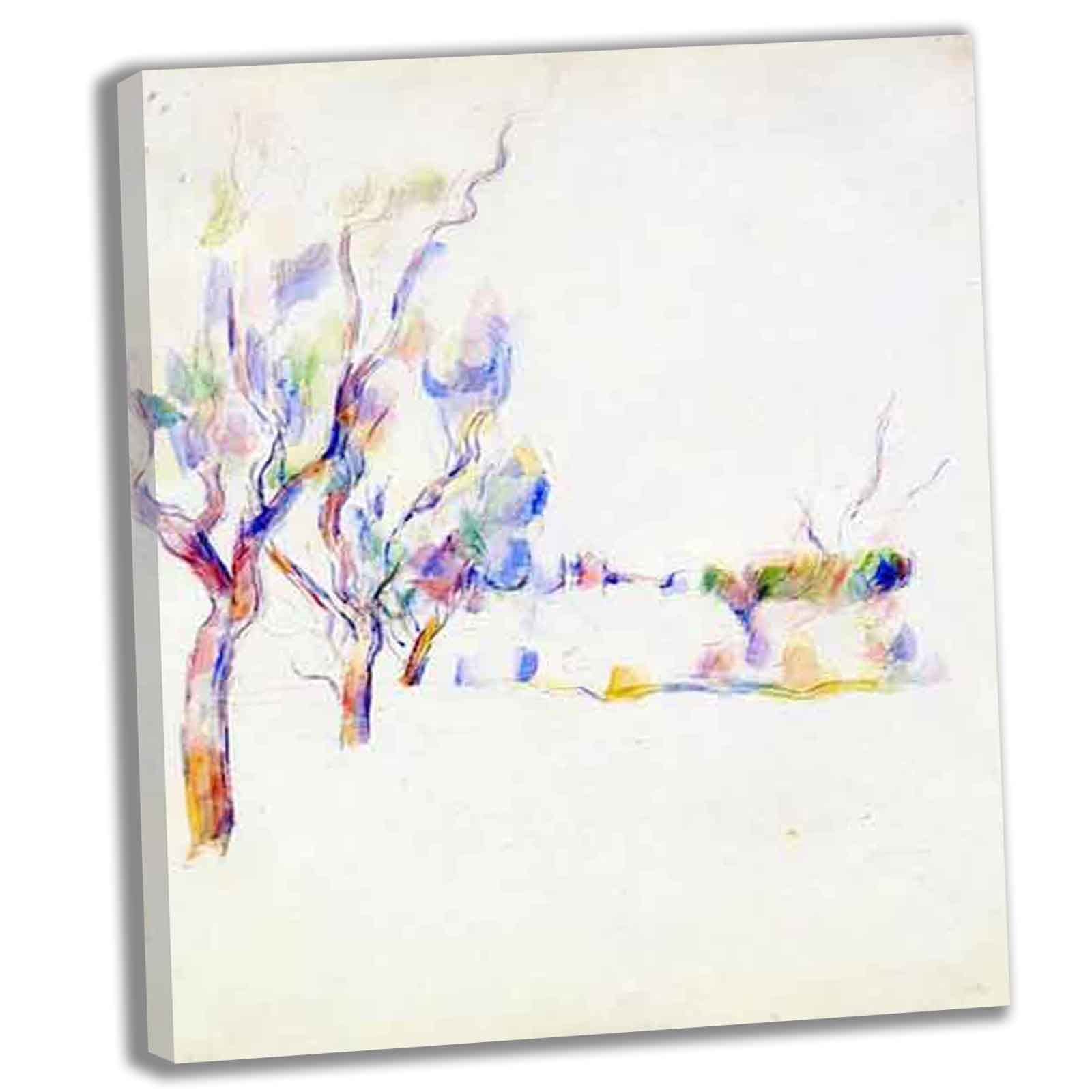 Paul Cézanne Almond Trees in Provence Canvas Wall Art - 20x24 Inch Framed Impressionist Oil Painting Reproduction for Bedroom & Living Room Decor - Ready to Hang Home Decoration (50x60cm) - Perfect for French Country or Vintage Style Interiors
