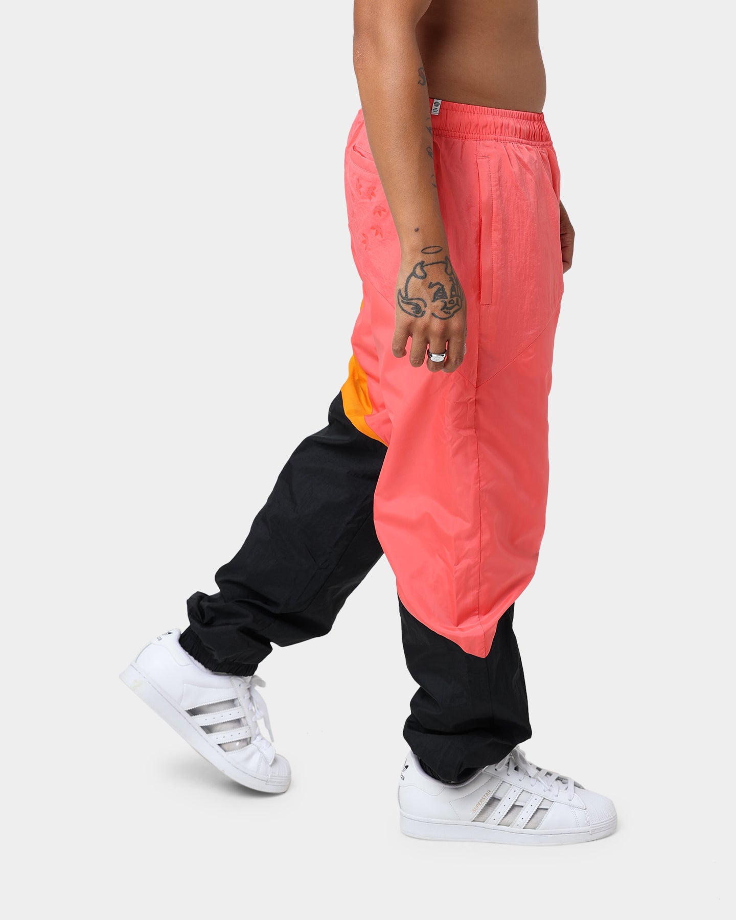 Adidas Adicolor Colorblock Track Pants for Men - Black/Semi Turb Running Jogger Pants with Side Stripes - Gym Workout & Casual Streetwear