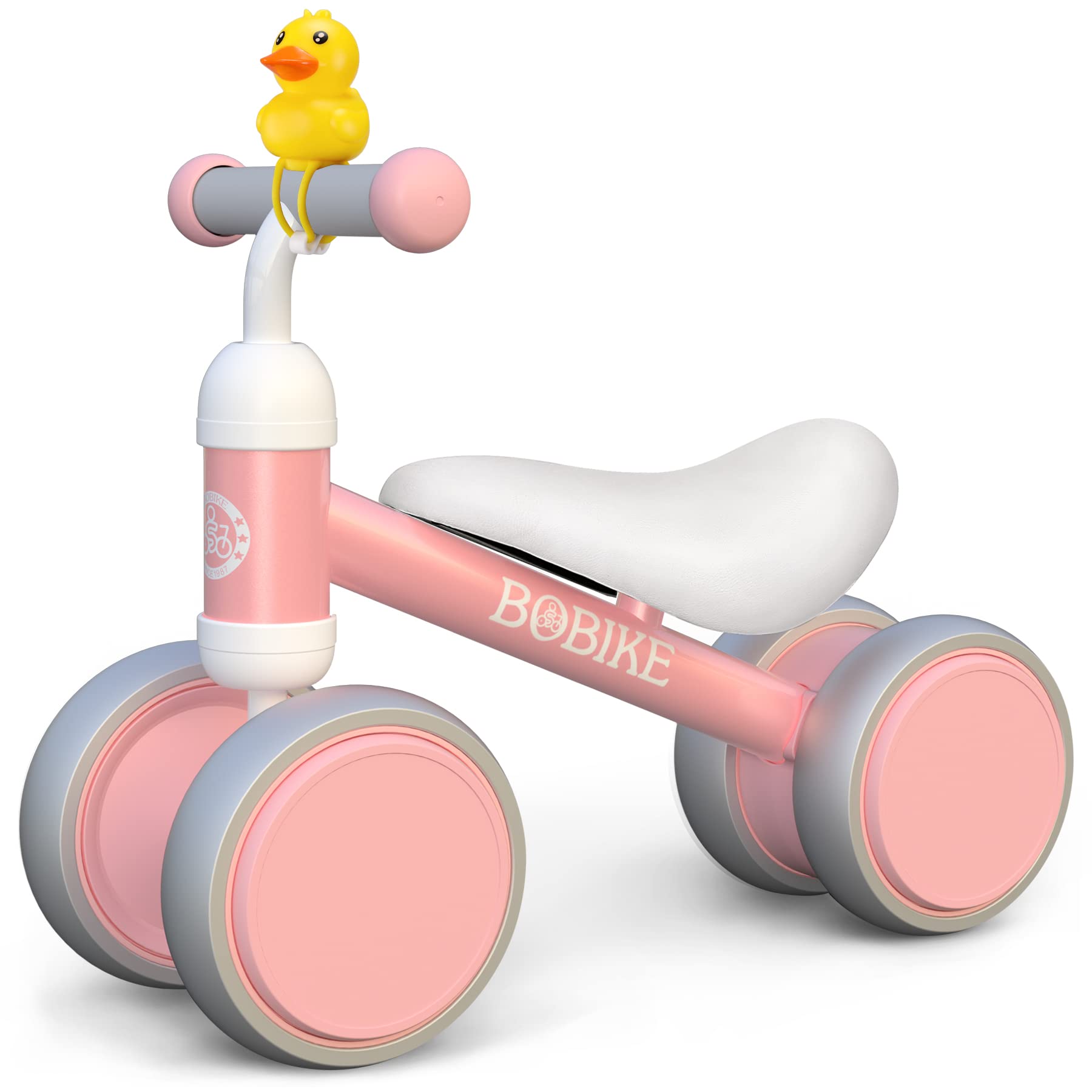 Best Baby Balance Bike for 10-24 Month Old Toddlers - No Pedal 4-Wheel Walker Bike for Boys & Girls - Perfect First Birthday Gift (Classic Pink) - Indoor & Outdoor Learning Toy for Early Childhood Development