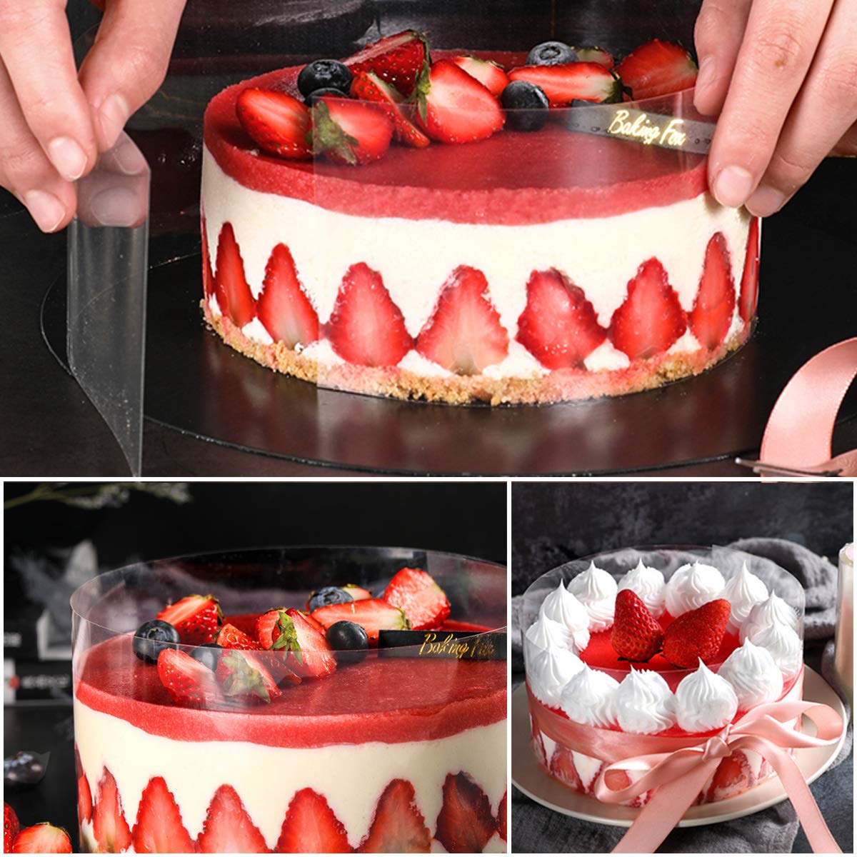 Picowe 6.3 x 394 Inch Clear Acetate Cake Collars - Transparent Mousse Cake Strips for Chocolate Baking & Decorating - Perfect for Professional Bakeries, Home Baking, and Cake Design