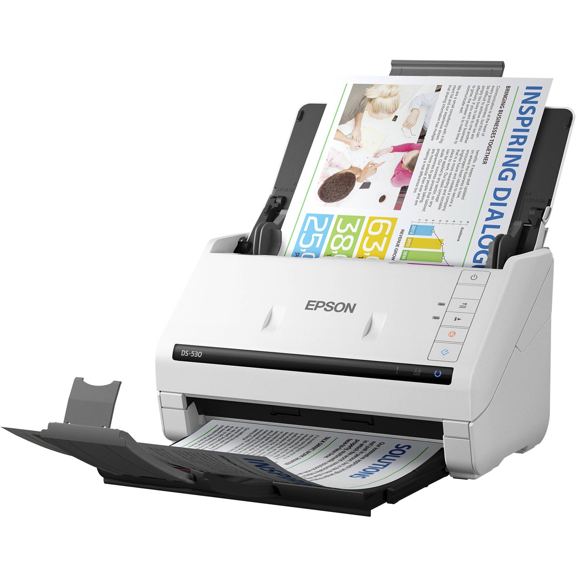 Epson DS530 WorkForce High-Speed Document Scanner for Office & Home Use - Fast Scanning, Compact Design, Perfect for Digitizing Files, Receipts & Photos