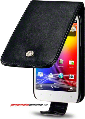 HTC Sensation XL Flip Case - Black | Premium Leather Protective Cover for HTC Sensation XL | Perfect for Business & Travel Use