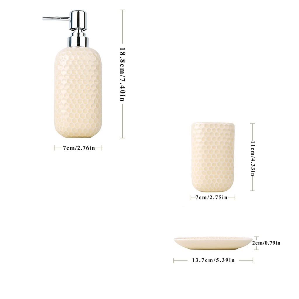 Ceramic Soap Dispenser Set - 4-Piece Shampoo & Mouthwash Dispenser with Soap Dish for Kitchen & Bathroom | Elegant Household Essentials for Hand Wash & Hygiene