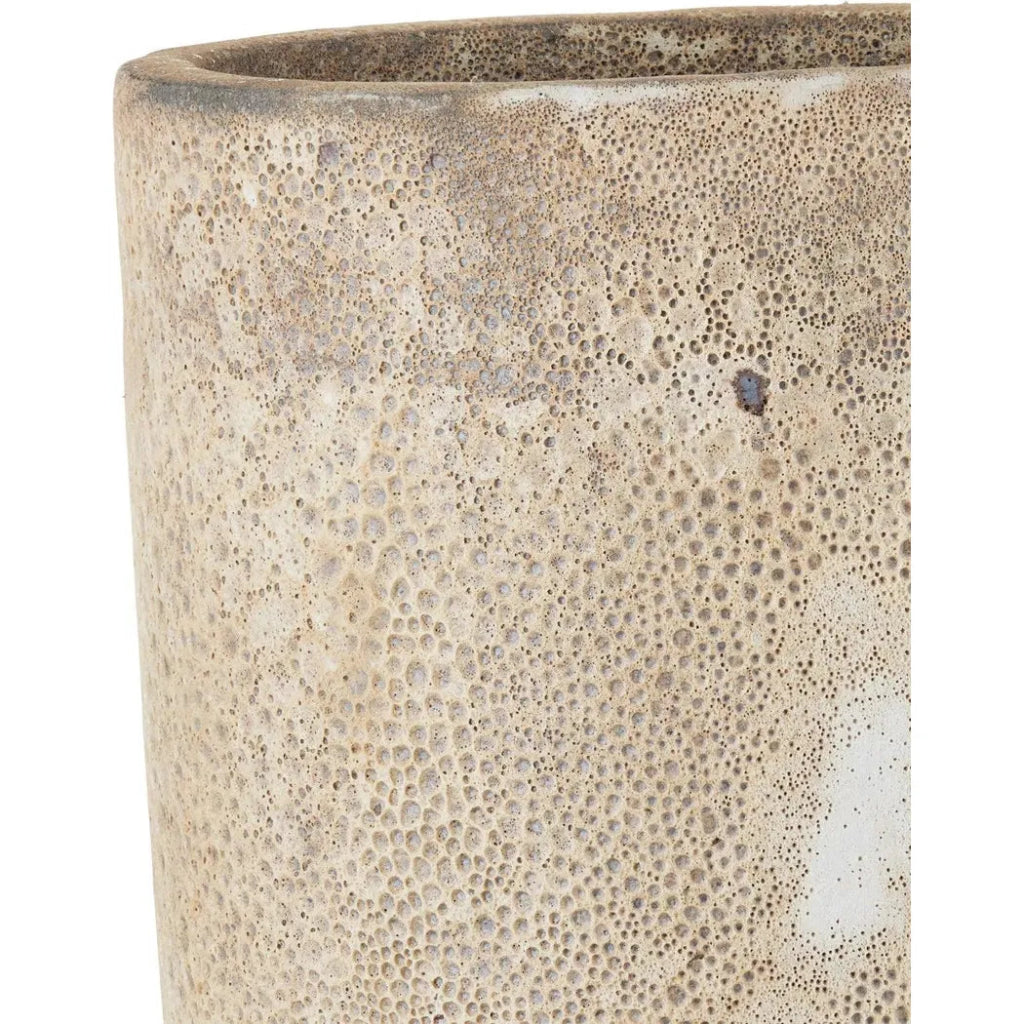 25 in. Elias Ceramic Beige Planter - Large Indoor/Outdoor Flower Pot for Plants, Succulents & Home Decor | Modern Farmhouse & Patio Gardening Container