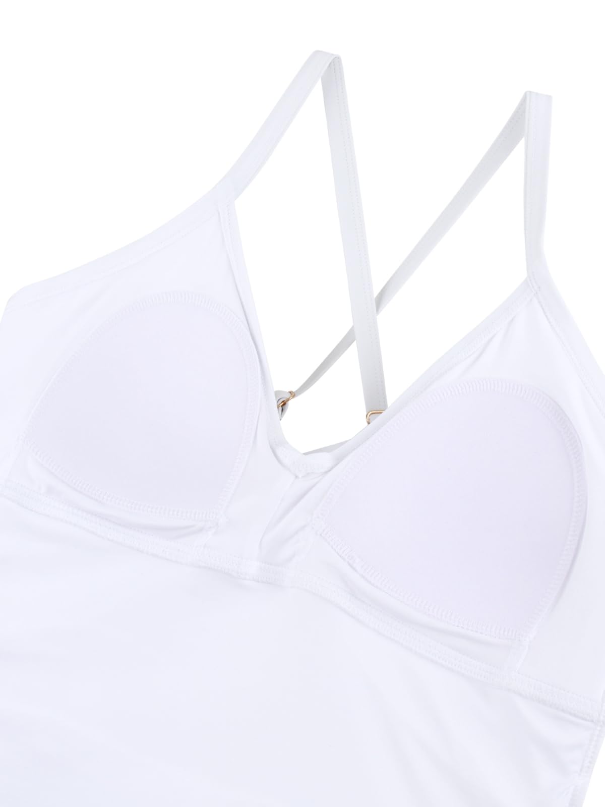 RELELCIGA Women's V-Neck Ruched Tummy Control Tankini Top - Swimwear for Beach, Pool & Summer Vacation