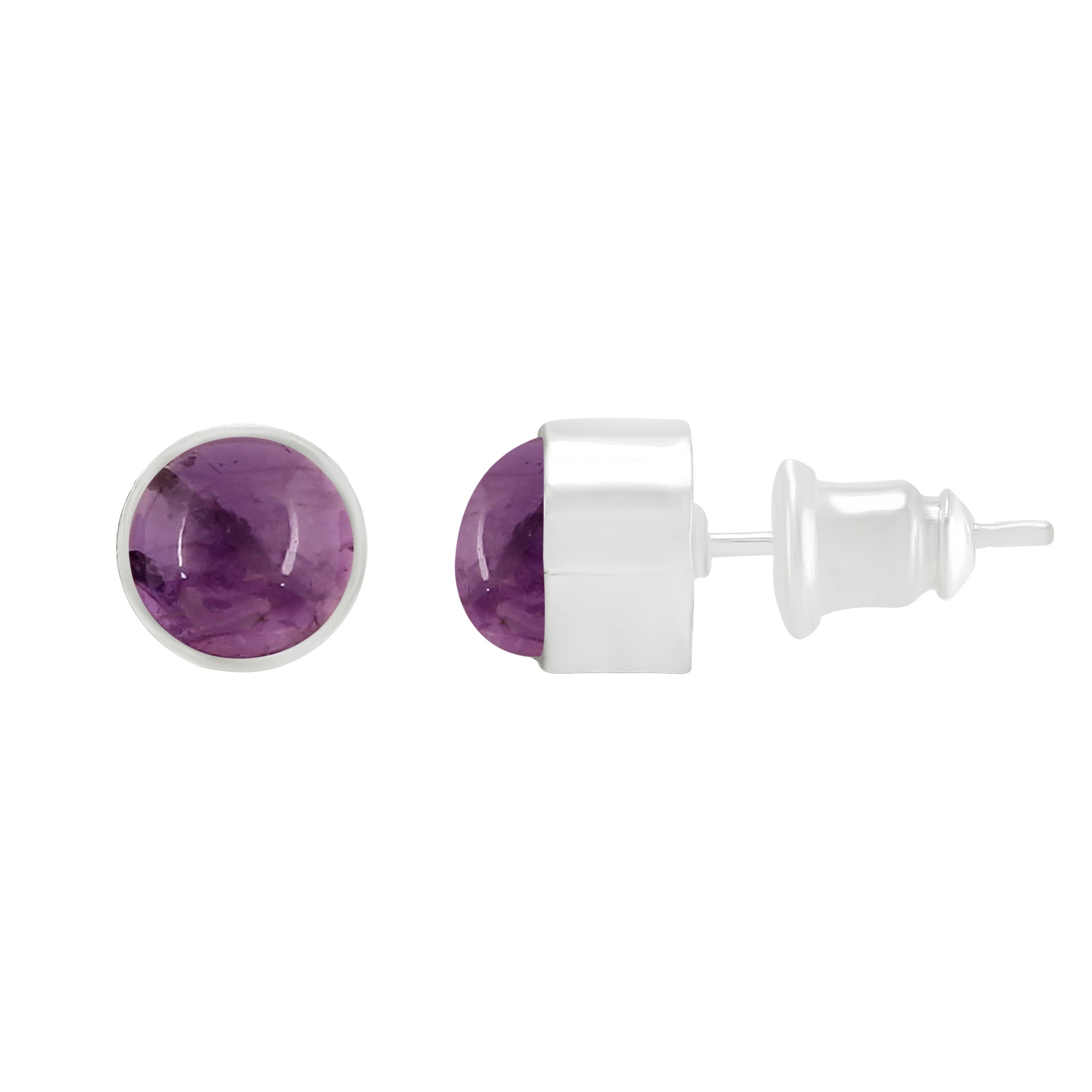 Gemstone Stud Earrings for Women - Round Handmade Jewelry Set | Perfect for Everyday Wear, Gift Giving & Special Occasions