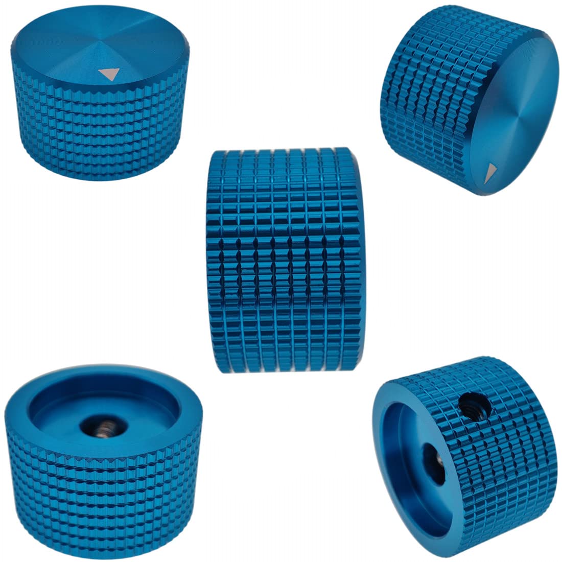 5 Pack Blue Aluminum Rotary Potentiometer Knobs - 0.23