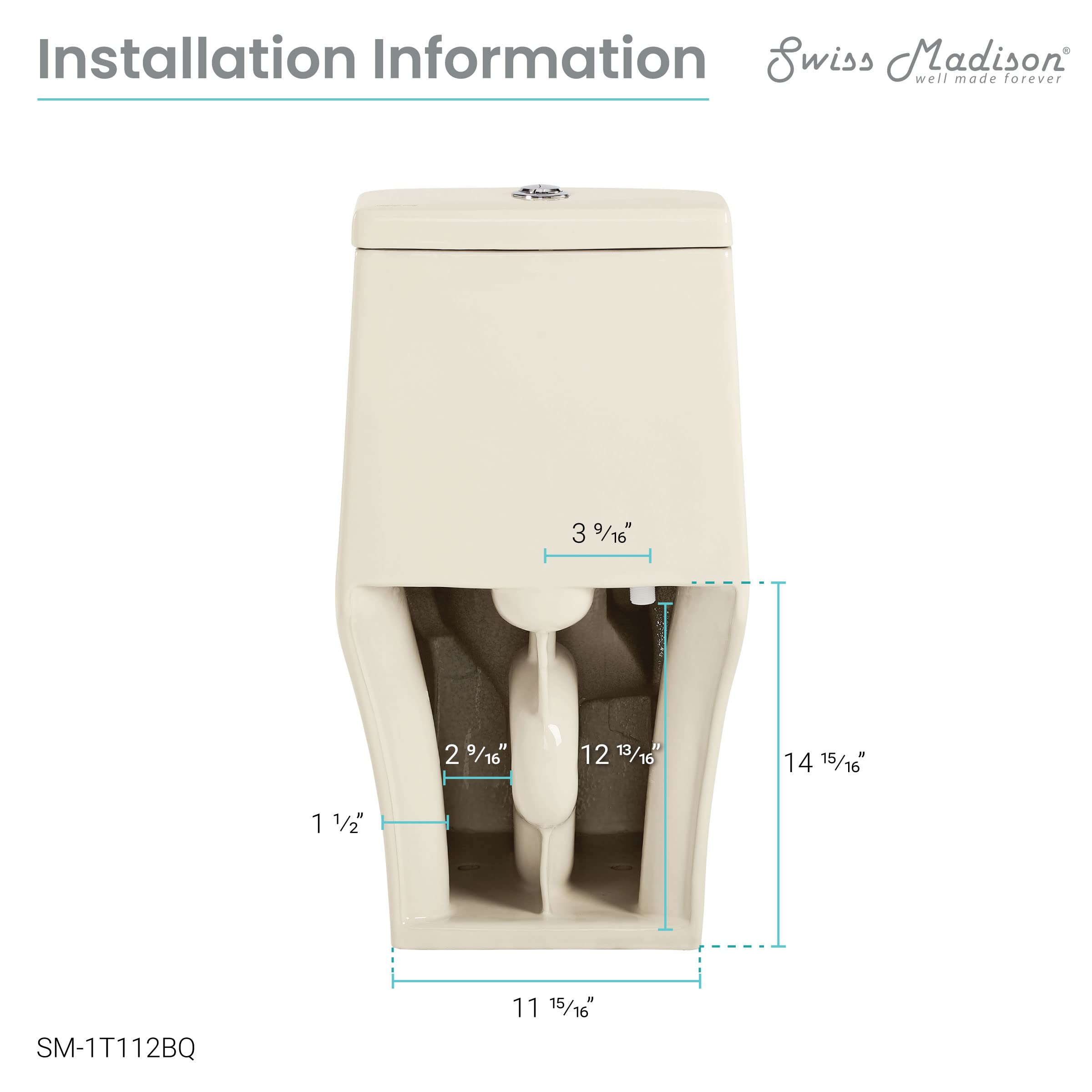 Swiss Madison Ivy One Piece Toilet with Dual Vortex Flush 1.1/1.6 GPF - Water Efficient Bathroom Toilet in Bisque for Modern Homes & Commercial Spaces