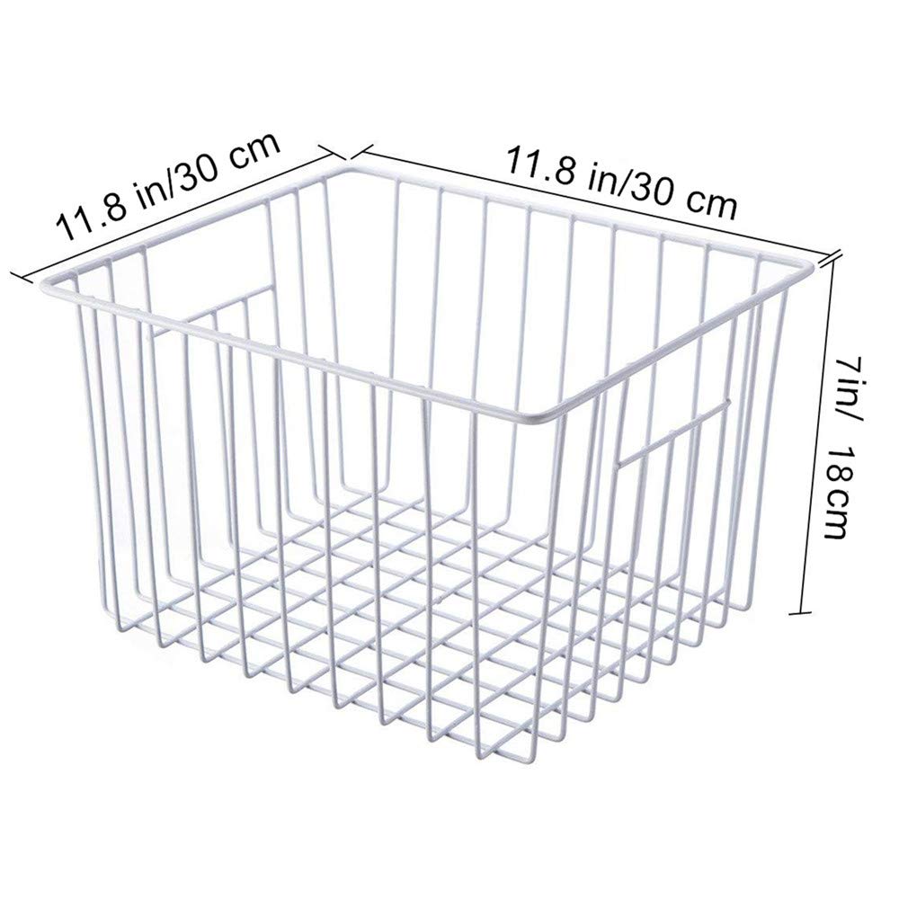iPEGTOP Deep Freezer Wire Storage Organizer Basket Set of 6 - White Kitchen Cabinet & Pantry Organizer with Handles for Food, Bathroom & Closet Organization - Perfect for Freezer Storage, Spice Racks & Home Organization