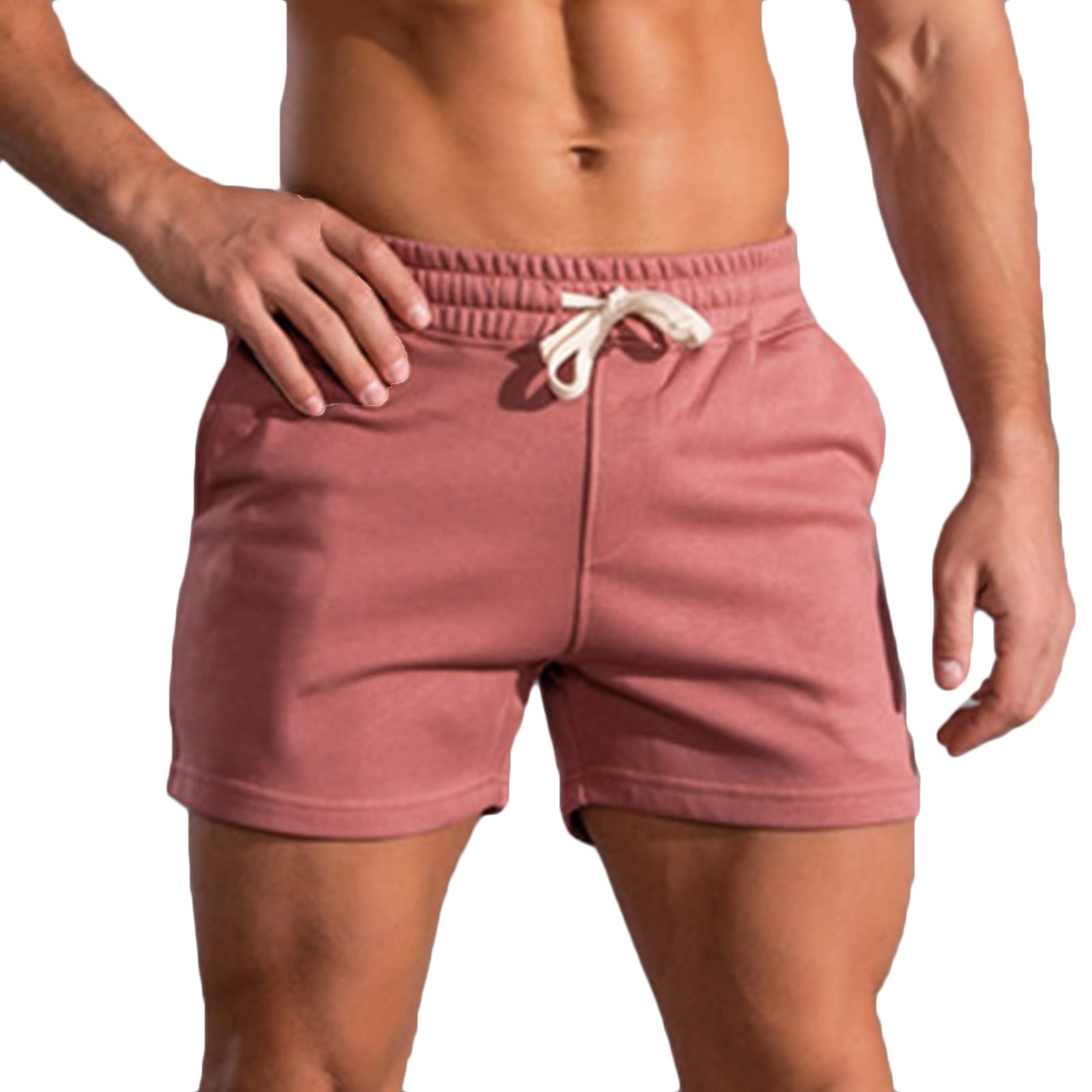 Men's Gym Shorts - Breathable Cotton Casual Workout Shorts with Elastic Waist & Drawstring for Running, Training & Sports | Comfortable Athletic Shorts for Men