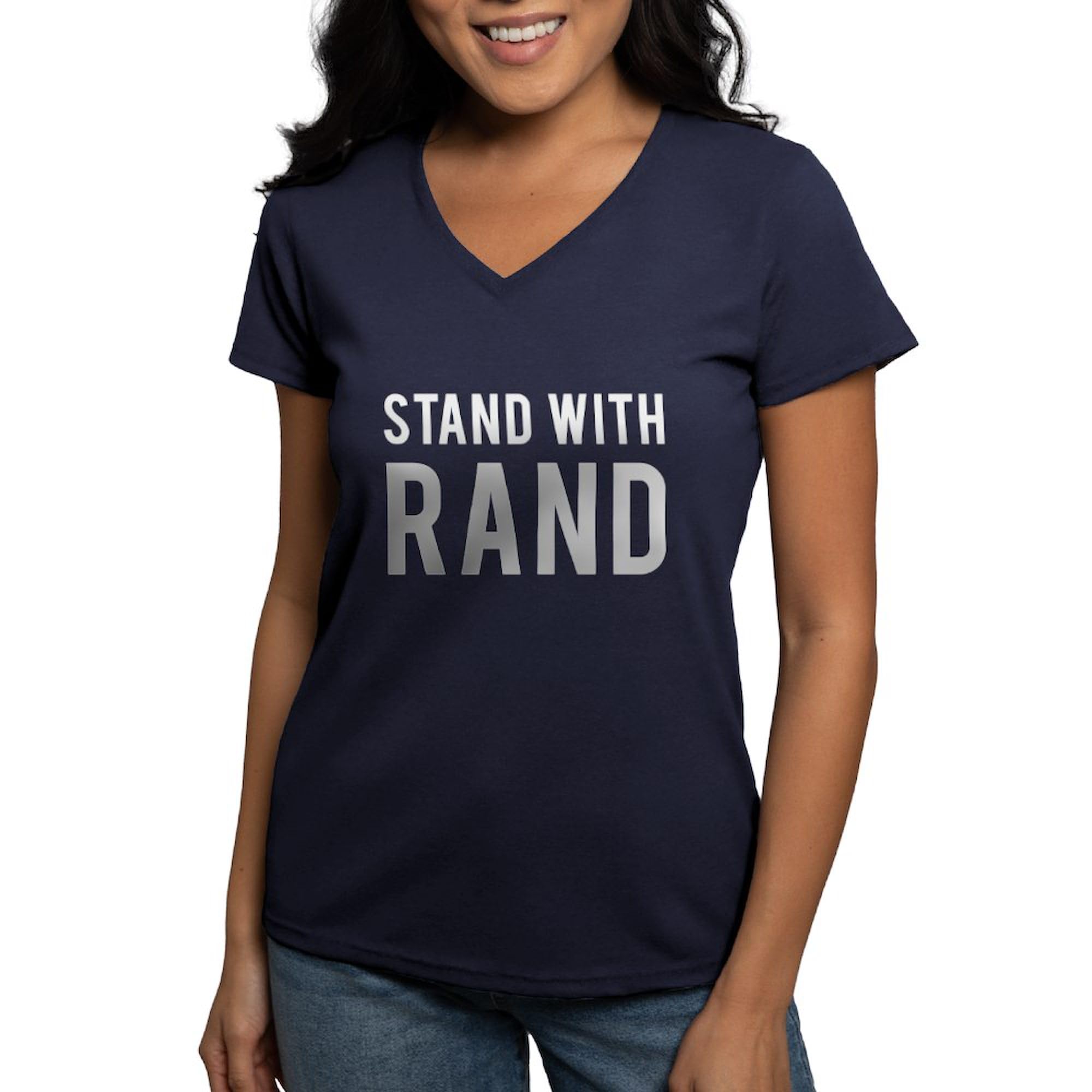 Stand with Rand Women's Cotton V-Neck T-Shirt | Political Graphic Tee for Women | Perfect for Campaigns, Rallies & Conservative Events