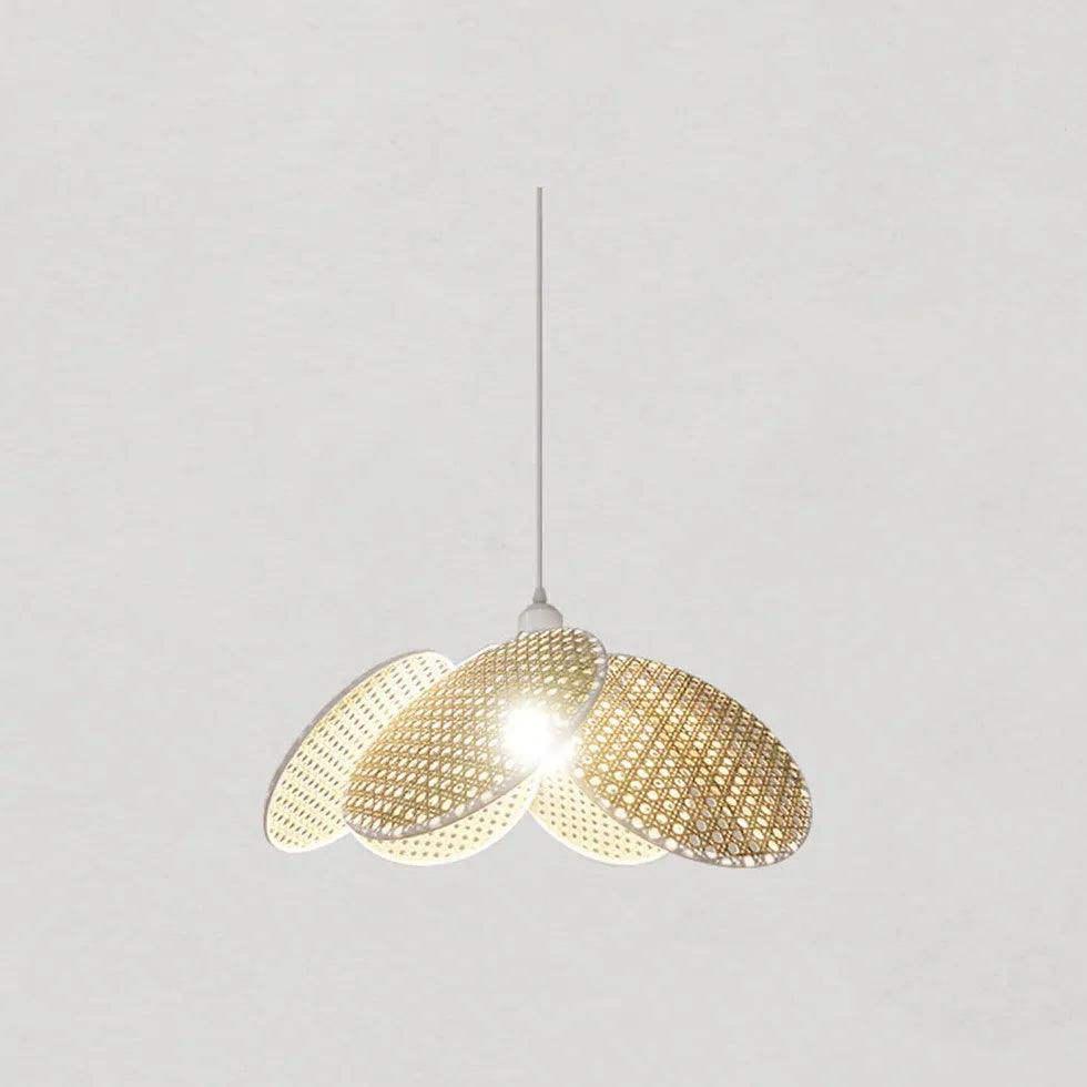Rattan Pendant Light with Porous Petals - Boho Bedroom Ceiling Fixture for Cozy Home Decor & Relaxing Ambiance
