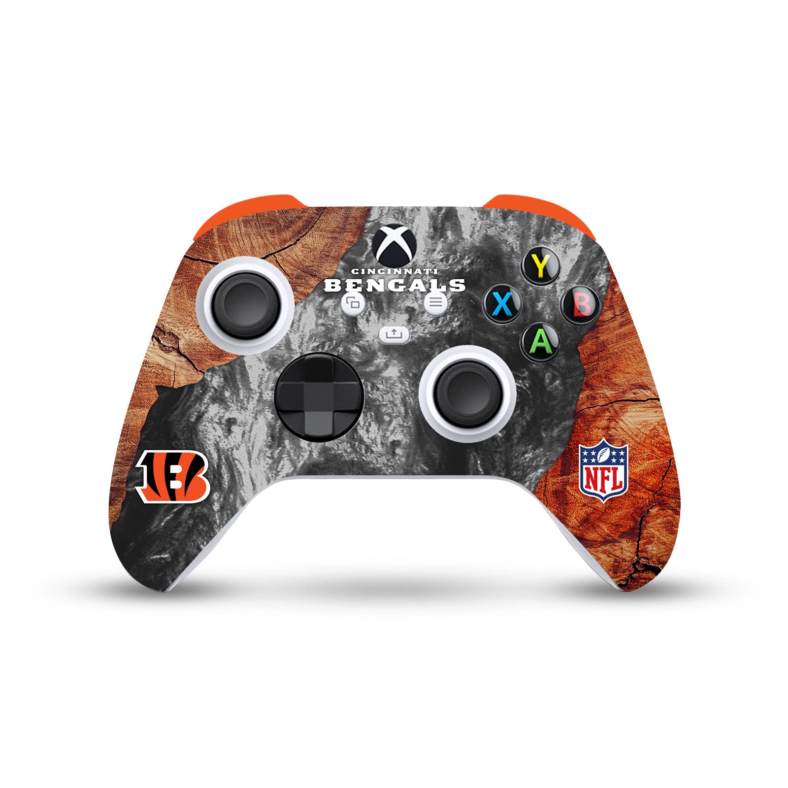 Official NFL Cincinnati Bengals Wood & Resin Vinyl Sticker Skin for Xbox Series X/S Controller - Compatible Gaming Accessory for Football Fans & Gamers - Perfect for Game Nights & Team Spirit