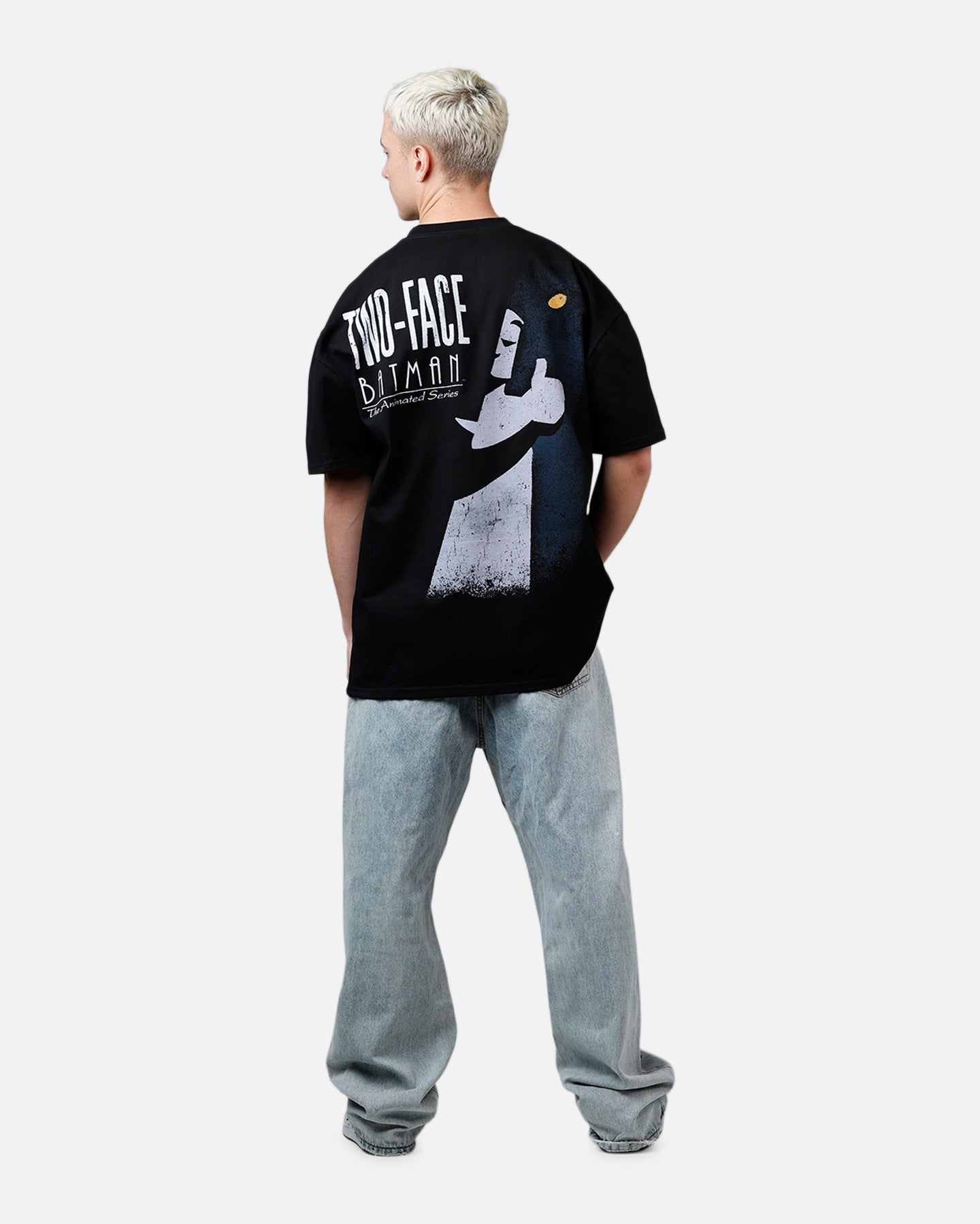 DC Batman Two-Face Heavyweight Graphic T-Shirt for Men - Black Cotton Vintage Tee - Perfect for Cosplay, Comic Con & Casual Wear