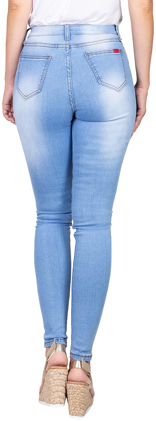 2LUV Women's Stretchy 5-Pocket Dark Acid Wash Skinny Jeans - High Waist Slim Fit Denim Pants for Juniors | Back to School, Casual Wear, Night Out & Everyday Fashion