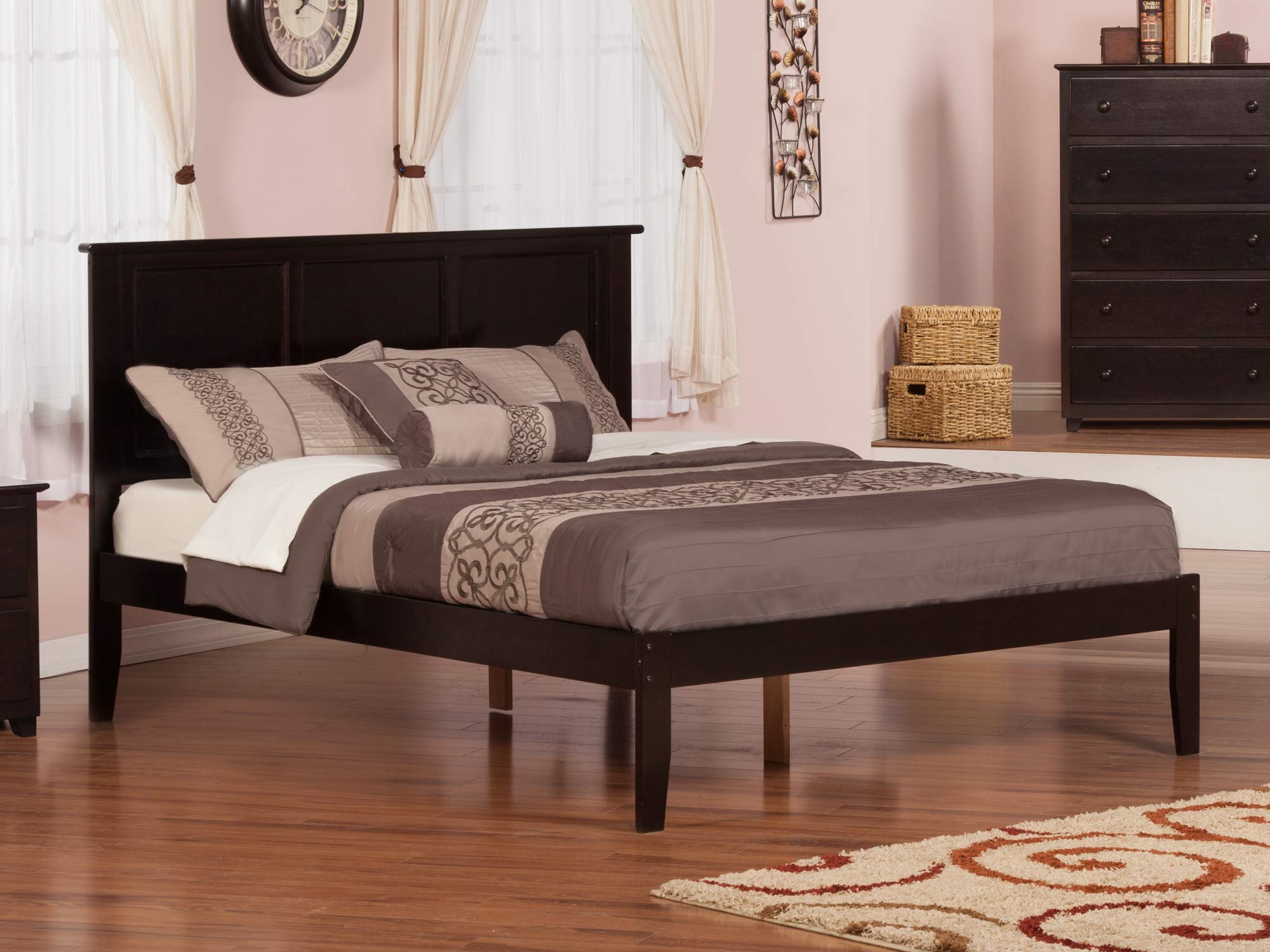 AFI Madison Queen Platform Bed with USB Charger - Espresso Finish - Modern Bedroom Furniture for Home & Apartment