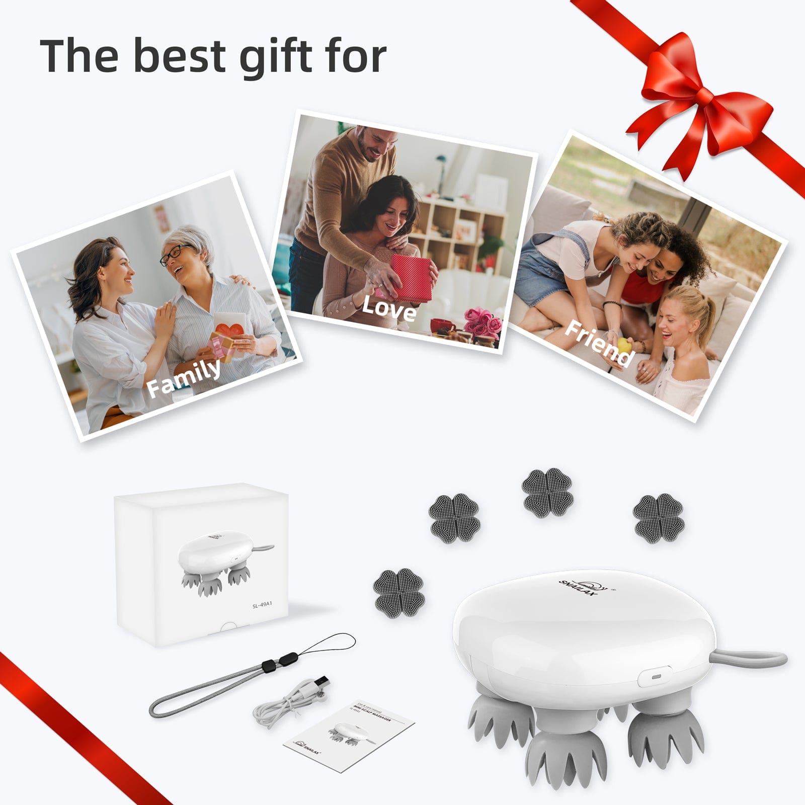 Snailax Cordless Electric Scalp Massager - Portable Head Massager for Relaxation & Stress Relief - Perfect for Home, Office & Travel Use