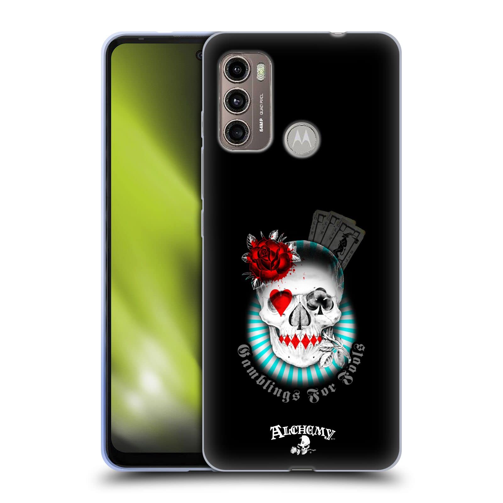 Officially Licensed Alchemy Gothic Gambling's for Fools Skull & Cards Soft Gel Phone Case for Moto G60/G40 Fusion - Gothic Horror Theme Protective Cover for Everyday Use & Gaming Enthusiasts