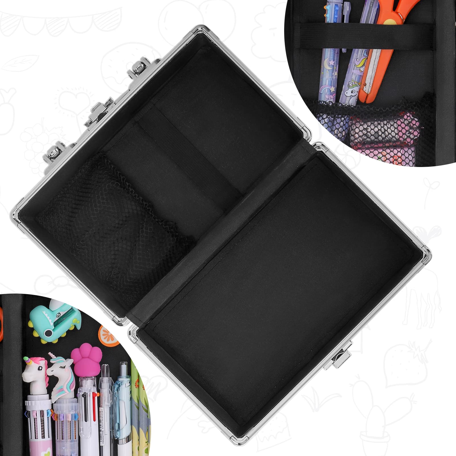 Unicorn Pencil Case for Girls & Boys - Lockable School Supply Box with Portable Handle & Keychain - Cute Pink Unicorn Stationery Organizer - Perfect for Back to School, Classroom, Homework & Travel Gifts