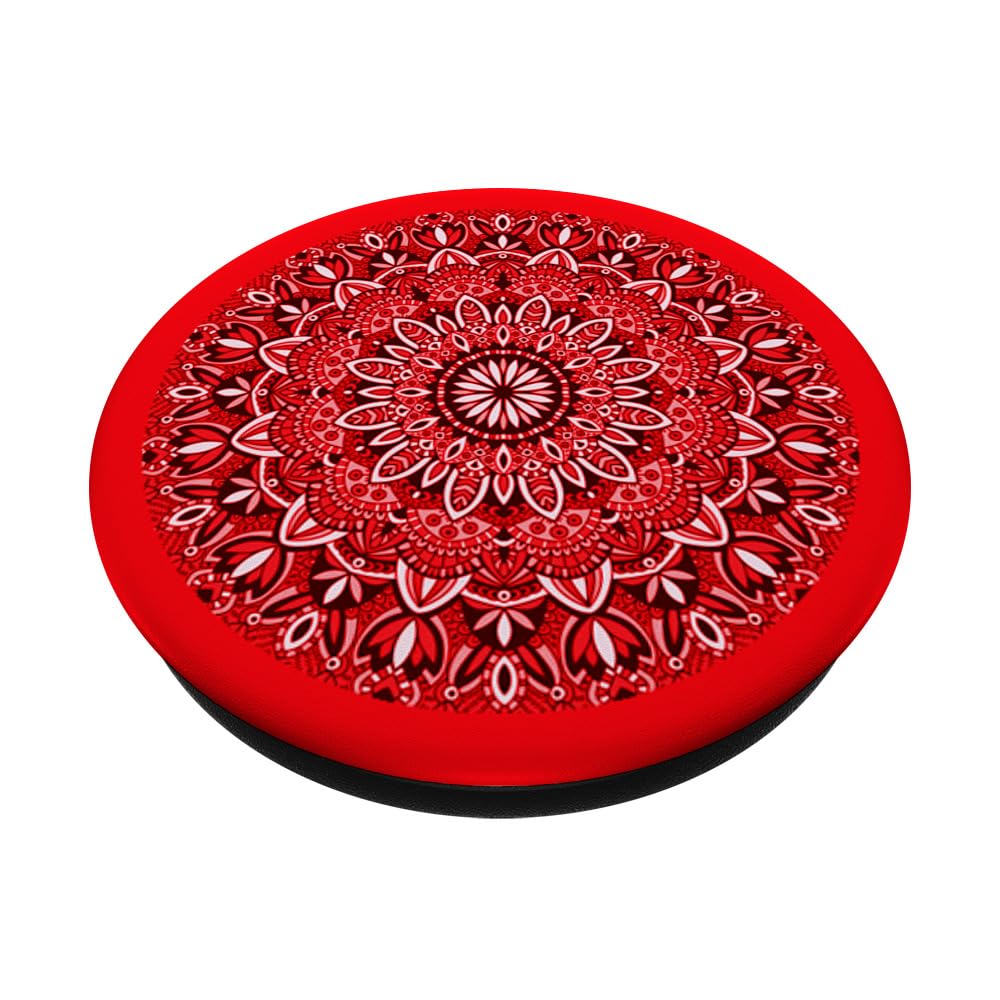 Red Mandala PopSockets Adhesive PopGrip - Swappable Phone Grip & Stand for iPhone, Samsung & Smartphones - Perfect for Yoga, Meditation & Boho Style