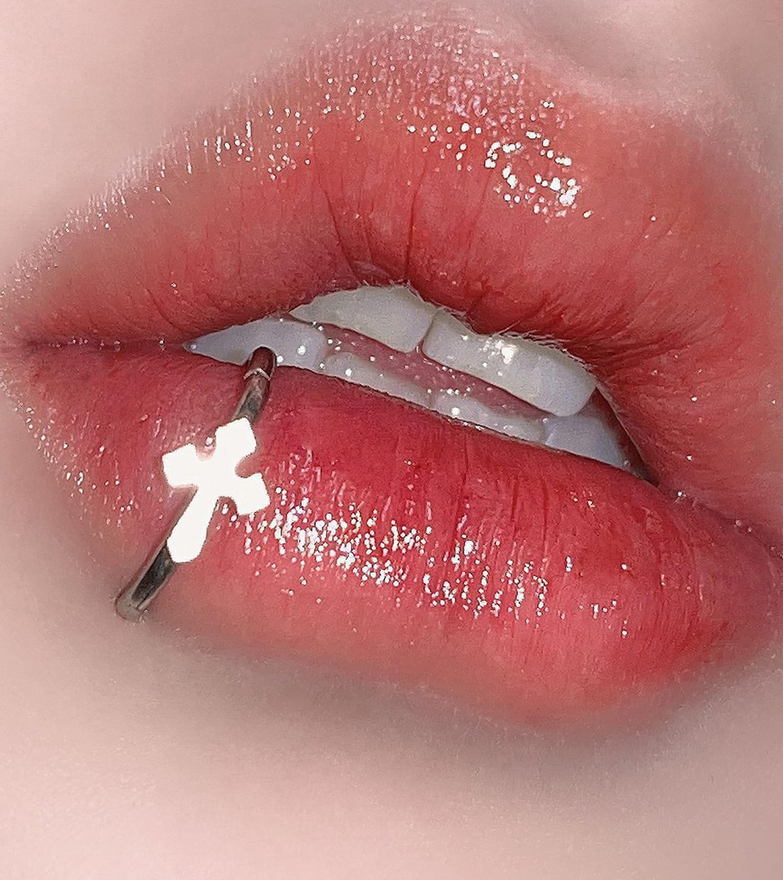 QWALIT Fake Lip Piercing Ring - Clip-On Nose & Snake Bites Jewelry Set - Faux Lip & Nose Rings for Costume, Halloween & Alternative Fashion - Ear Cuff Earrings for Women & Men