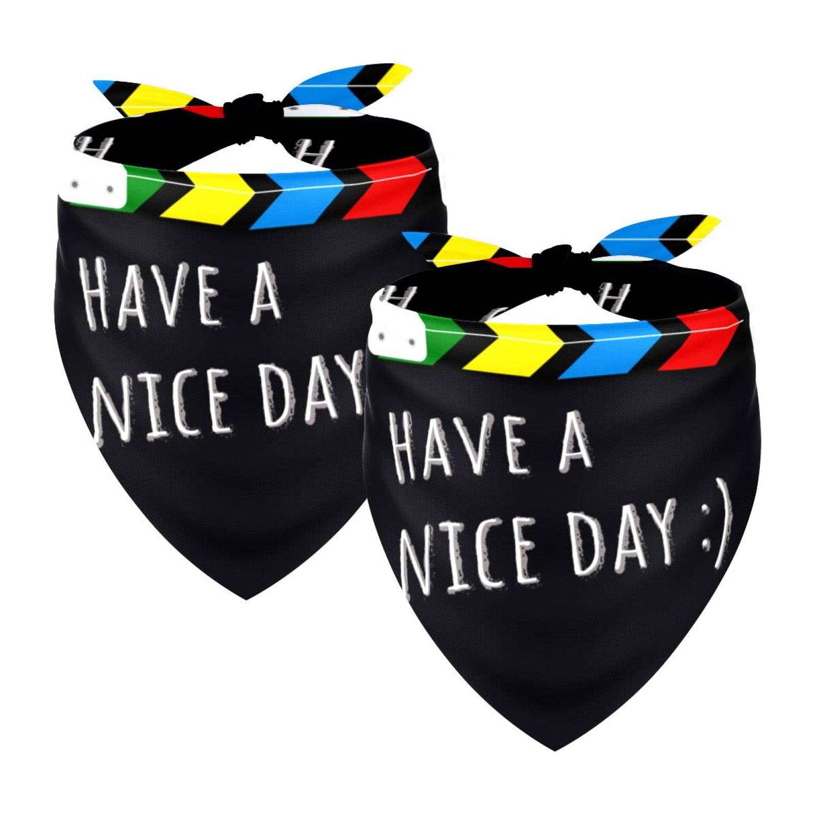 Cooling Dog Bandana - Soft Triangle Pet Scarf & Bib for Large & XL Dogs | Breathable Summer Neckwear | 2-Pack Black 'Have a Nice Day' Design | Perfect for Outdoor Walks, Beach Trips & Pet Photos