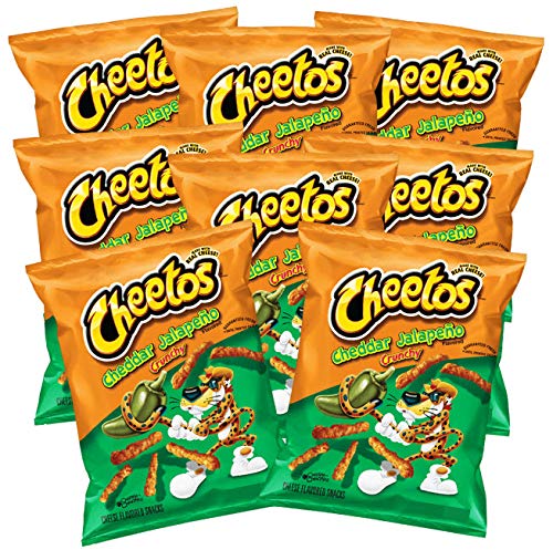 Crunchy Cheddar Jalapeno Cheese Flavored Cheetos Snacks - 2 Ounce (Pack of 8) | Spicy & Cheesy Corn Puffs for Parties, Movie Nights & On-the-Go Snacking