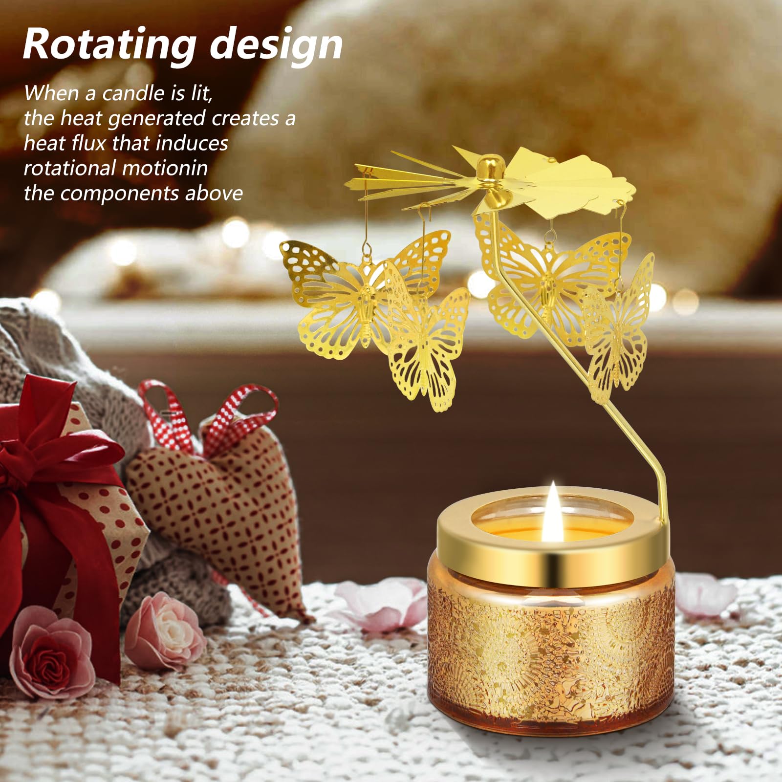 Butterfly Rotating Scented Candles Gift Set - Birthday Christmas Thanksgiving Present for Women, Mom, Sister, Girlfriend, Friends | Home Decor, Romantic Ambiance, Relaxation & Aromatherapy