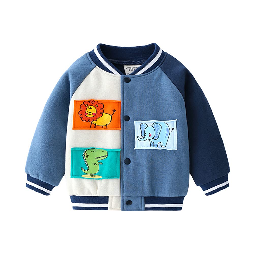 SHOOYING Boys' Fleece Varsity Baseball Cardigan Jacket - Warm Cozy Pullover for Kids - Perfect for School, Sports & Outdoor Activities