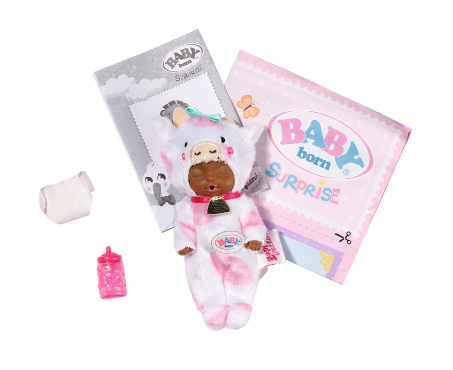 Baby Born Surprise Mini Dolls with Animal Outfits, Diaper & Bottle - Perfect for Kids Playtime