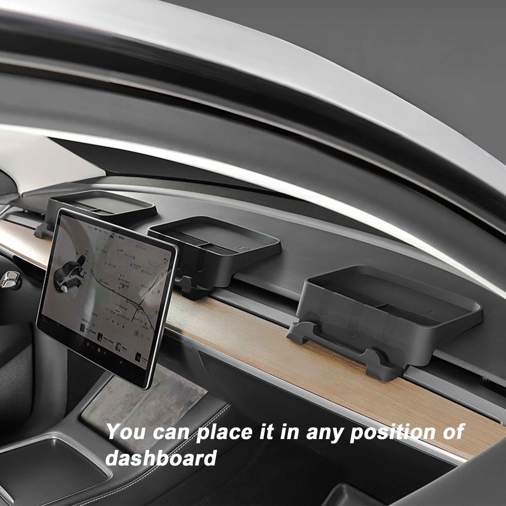 Tesla Model 3 & Y Center Console Organizer - Behind Screen Storage Tray for Phones, Keys & Accessories | Car Interior Organizer for Tesla Model 3 2017-2023 & Model Y 2020-2023 | Perfect for Road Trips & Daily Commute