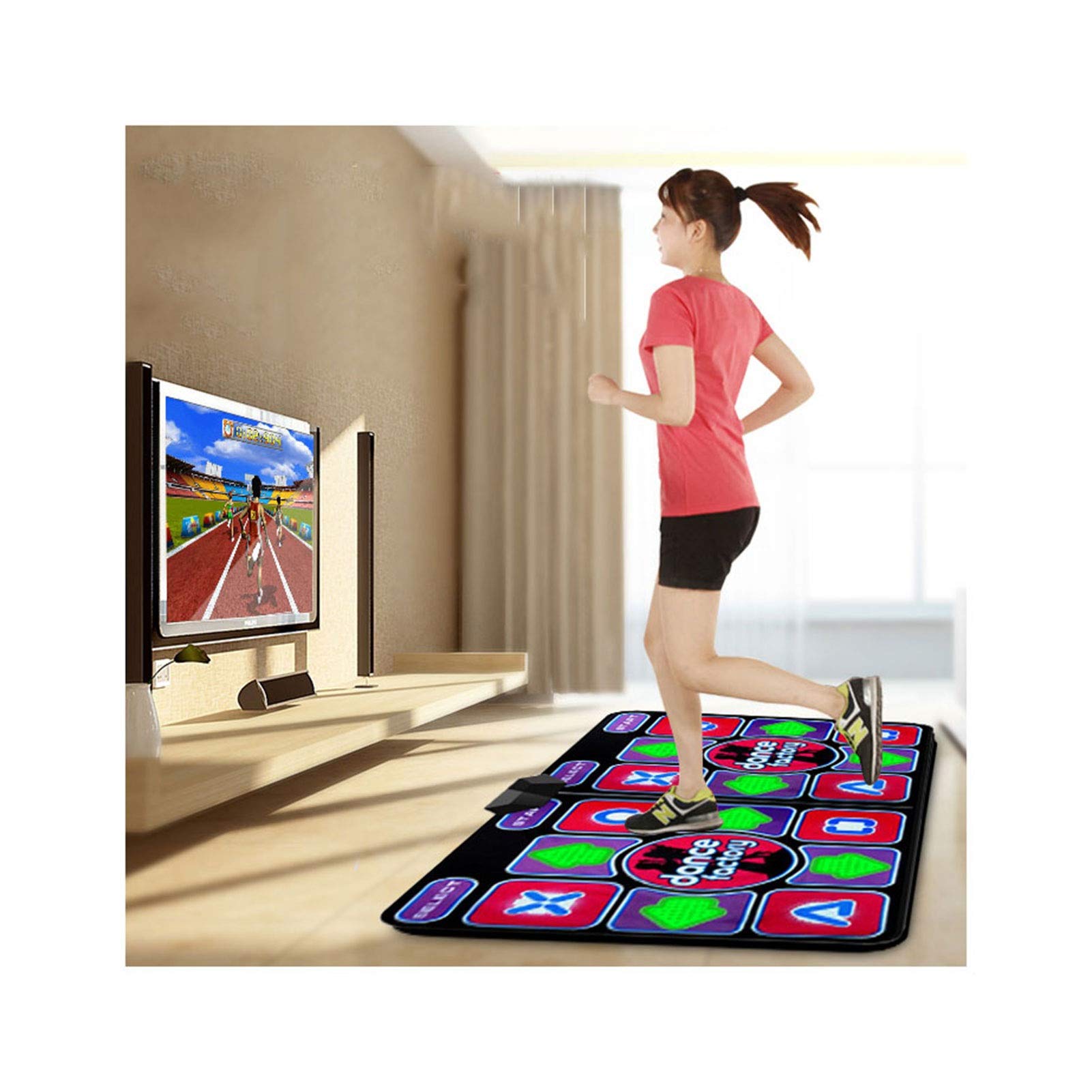 WERTYU Dance Mat - Double Player TV & Computer Interface, Non-Slip Yoga Fitness Dance Rug with Massage Glow - Perfect for Home Workouts, Dance Games & Family Entertainment