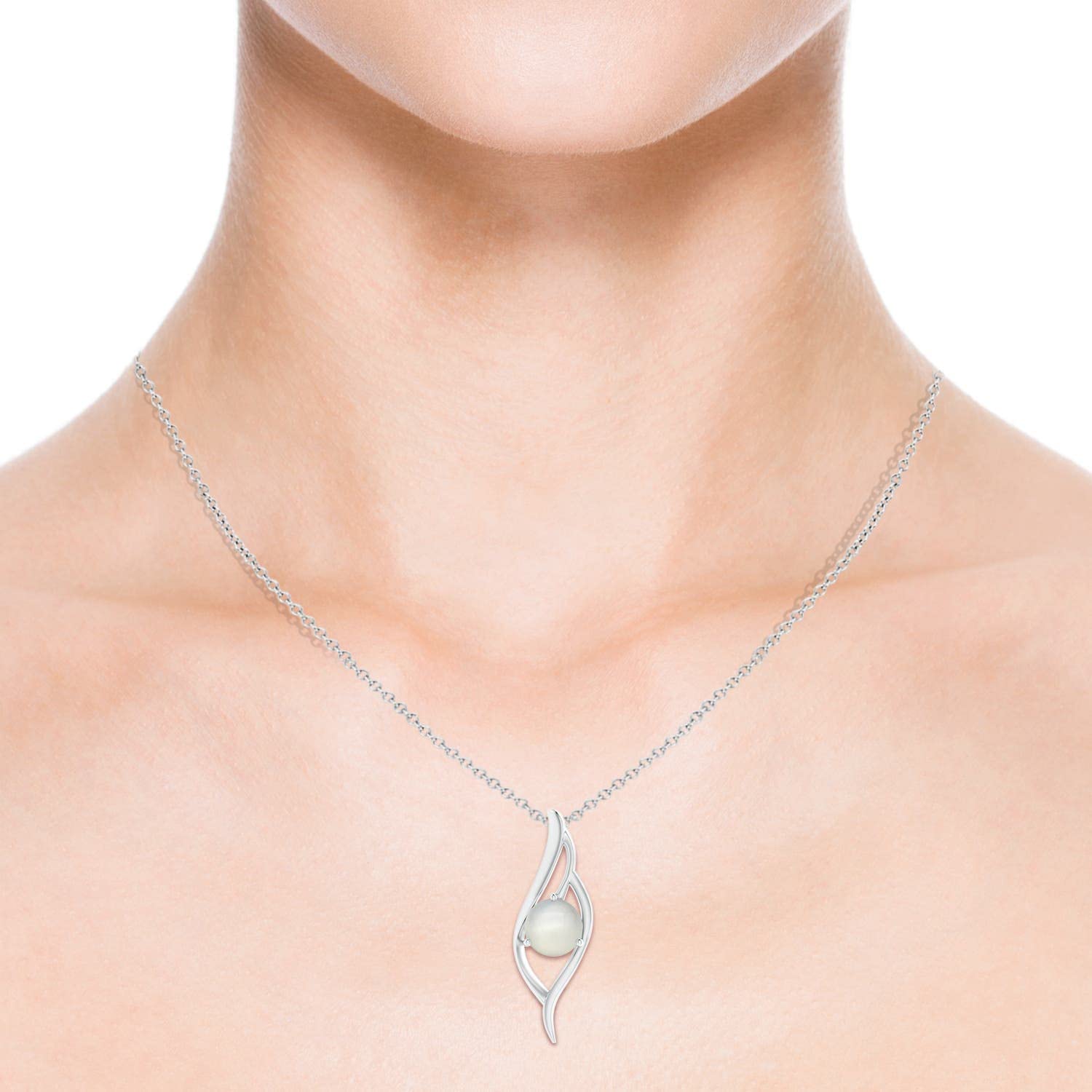 Angara Natural Moonstone Solitaire Pendant Necklace for Women in 14K Solid Gold | Elegant Birthstone Jewelry for Birthday, Engagement, Anniversary & Wedding Gifts | Perfect for Romantic Dates, Special Occasions and Everyday Wear