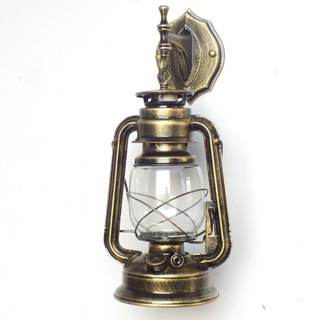 Vintage Kerosene Lantern Wall Sconce - Antique Style Iron & Glass Shade Bedside Lamp for Bedroom, Restaurant, Bar Decor (Bronze) - Perfect for Rustic Home, Cabin, or Outdoor Patio Lighting