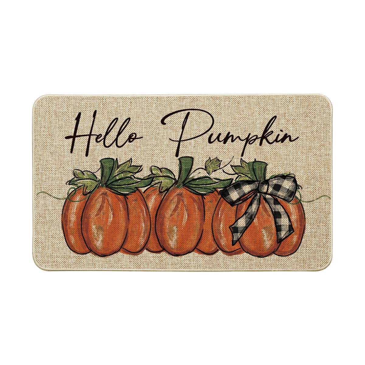 Artoid Mode Hello Pumpkin Doormat - Fall Autumn Thanksgiving Harvest Vintage Indoor Outdoor Welcome Mat, 17x29 Inch - Perfect for Front Door, Porch, Patio & Seasonal Home Decor